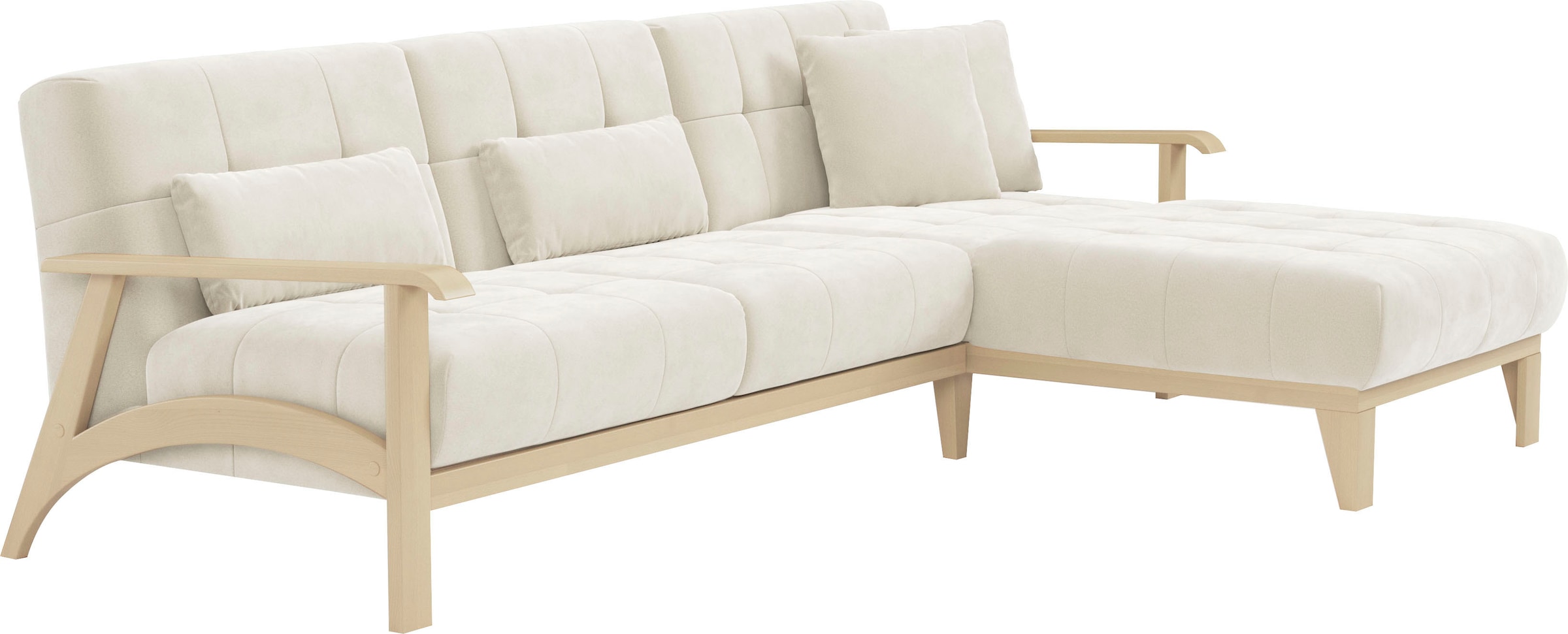 sit&more Ecksofa »Billund L-Form« Armlehnen aus Buchenholz in natur, verschiedene Bezüge und Farben