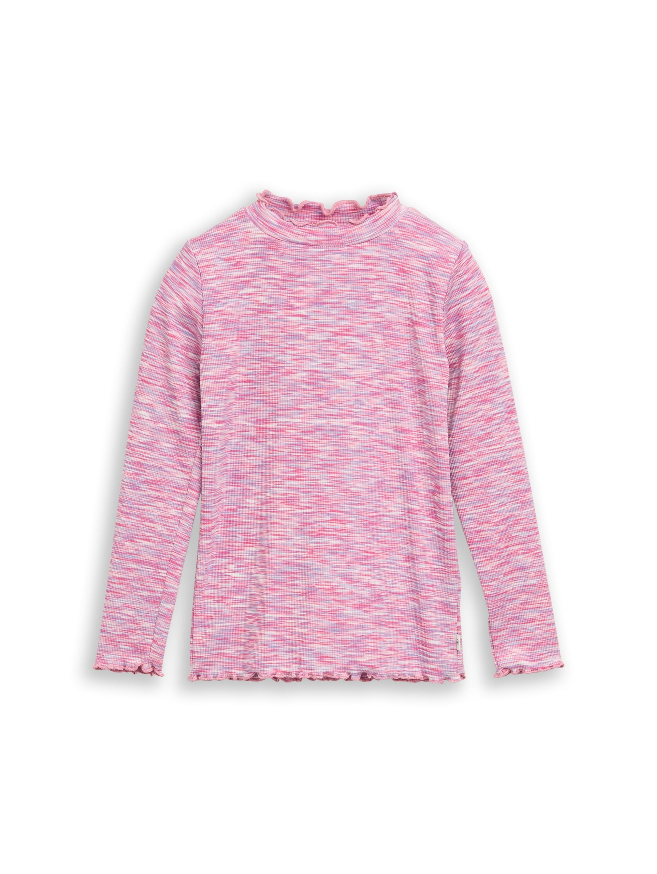TOM TAILOR Langarmshirt in melierter Optik / mit Kräusel-Abschlüssen / für Girls