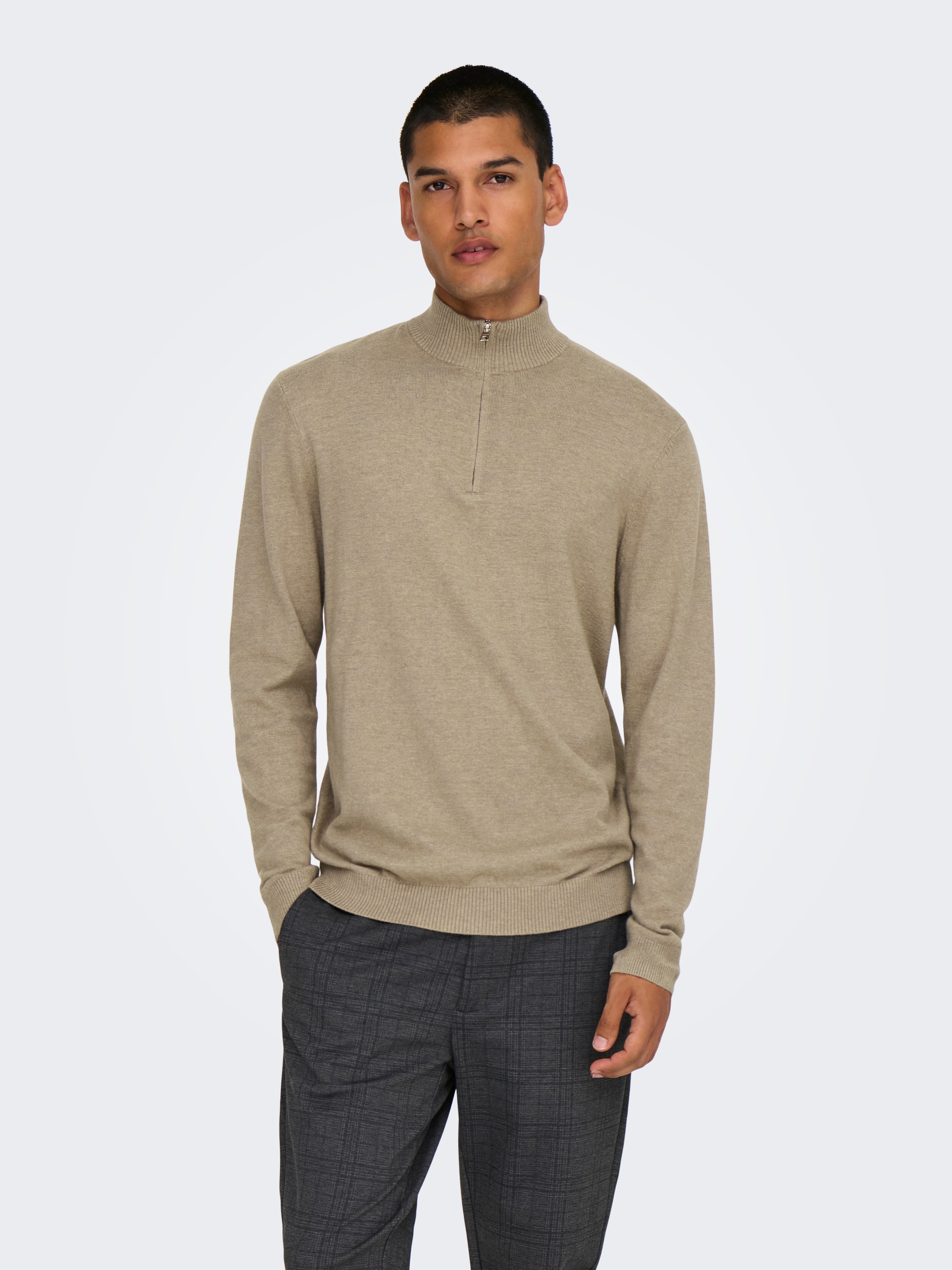 ONLY & SONS Troyer "ONSLOUI REG 12 MEL HALF ZIP KNIT NOOS" günstig online kaufen