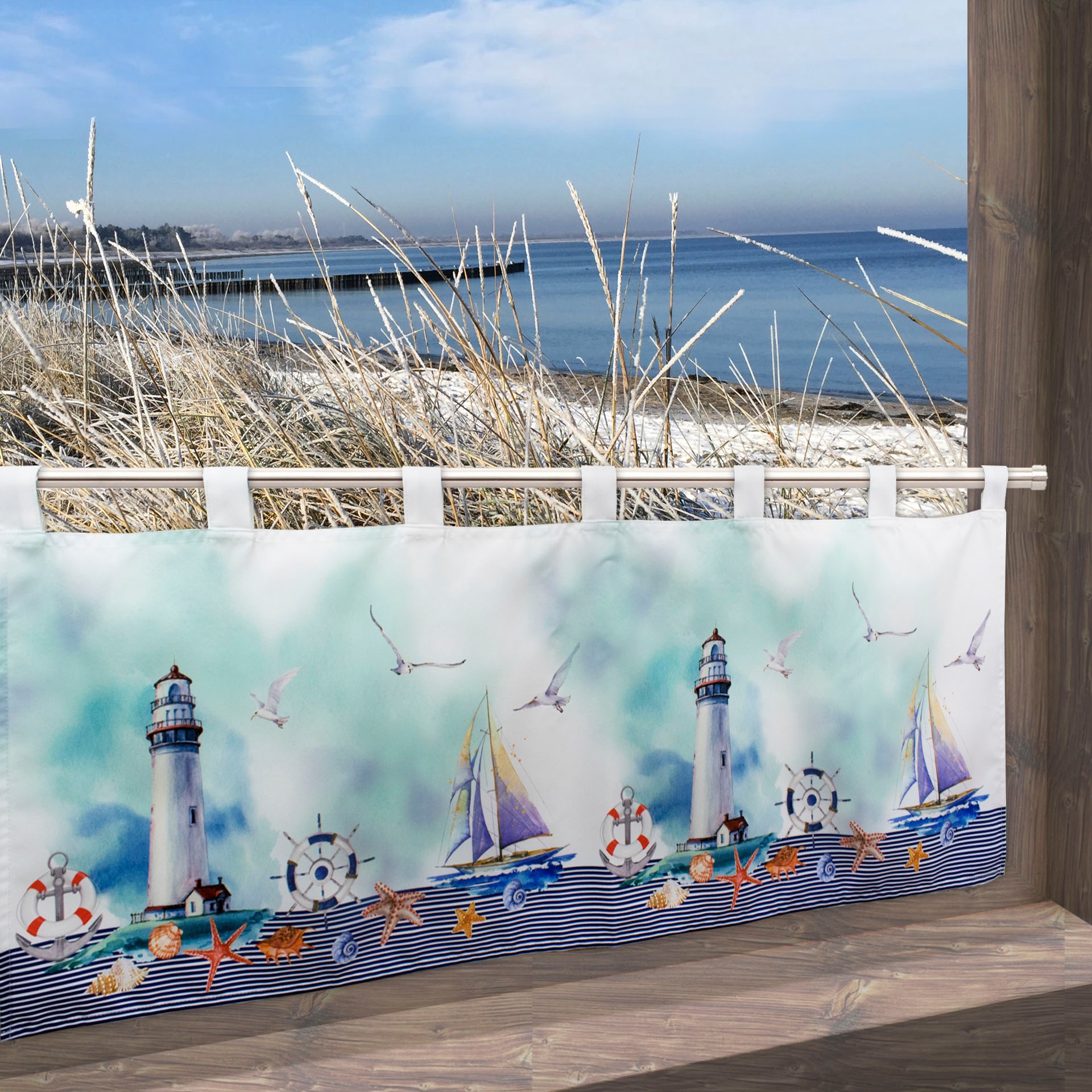 Delindo Lifestyle Gardine "Leuchtturm" Schlaufen 1 Stk. tlg. mit Schlaufena günstig online kaufen