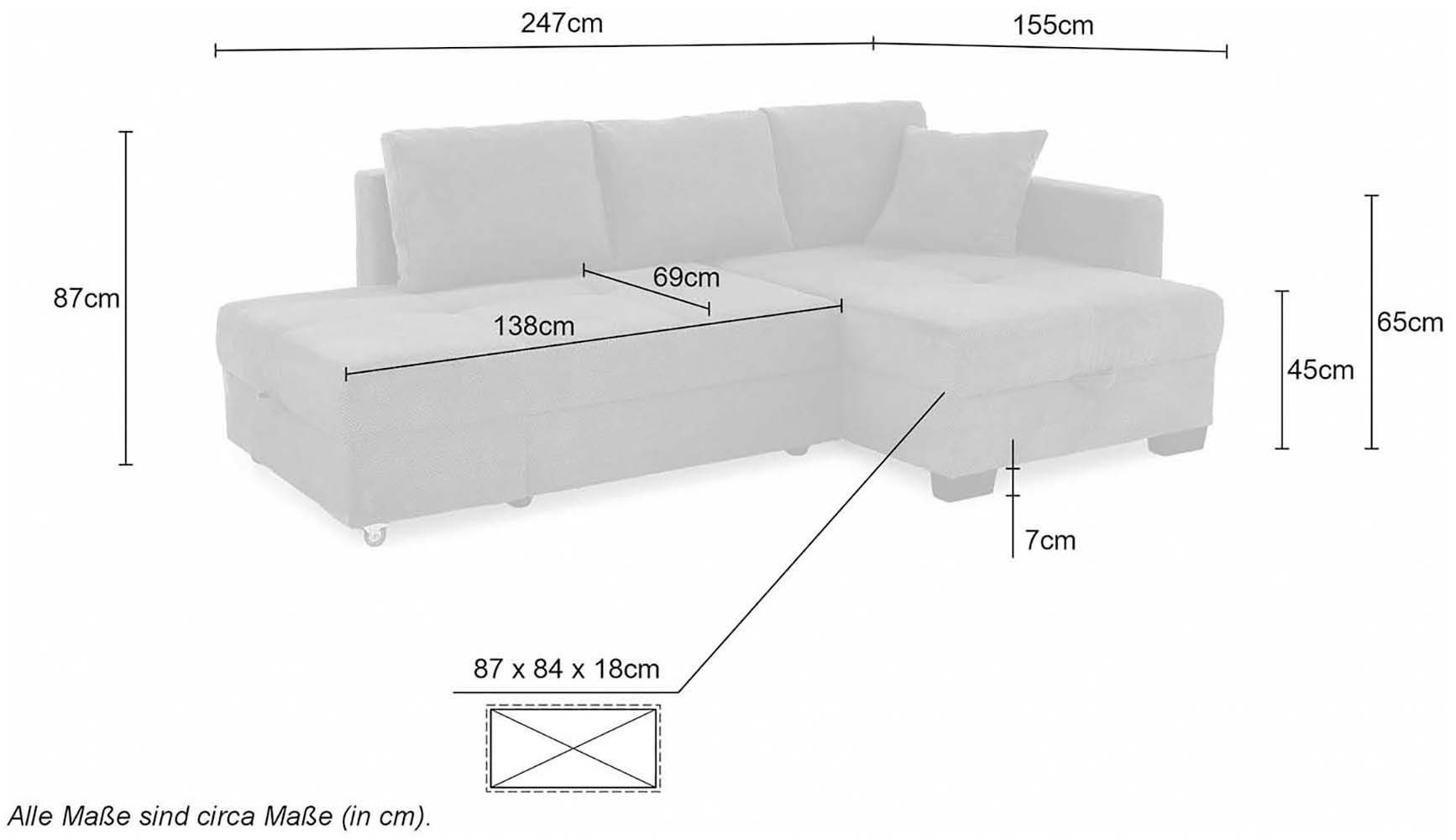 Jockenhöfer Gruppe Ecksofa »Fantasy, Dreh-Schwenk-Ottomane«, inklusive Relax- und Schlaffunktion, Ottomane links/ rechts montierbar