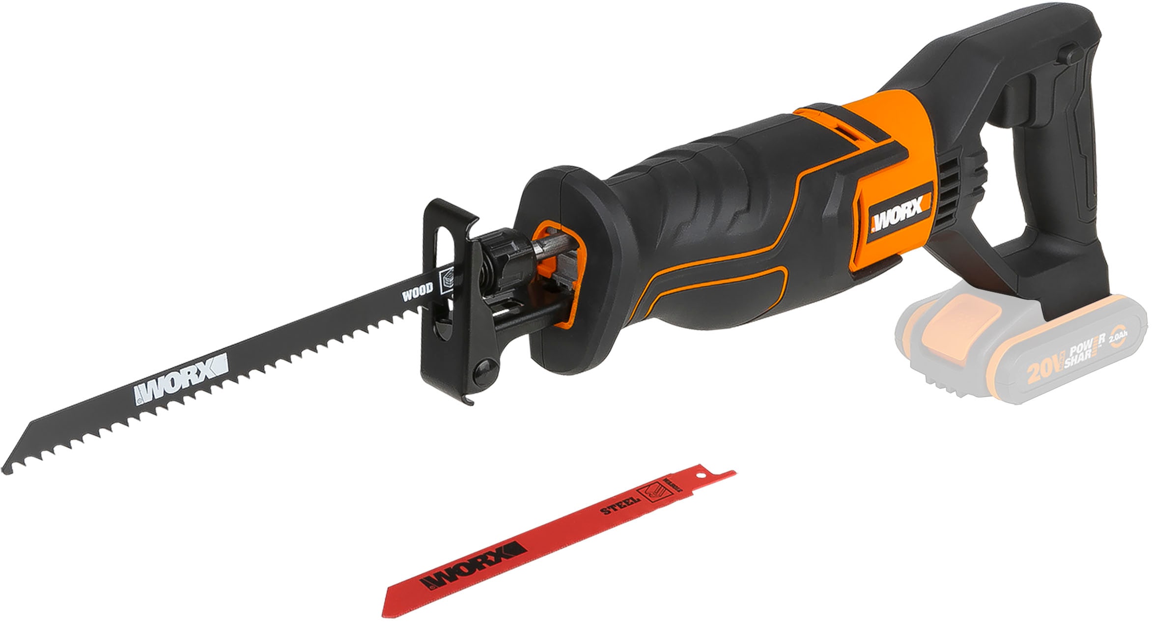 Worx Akku-Säbelsäge »WX500.9«, Hublänge 20 mm, variable Geschwindigkeit, ohne Akku & Ladegerät