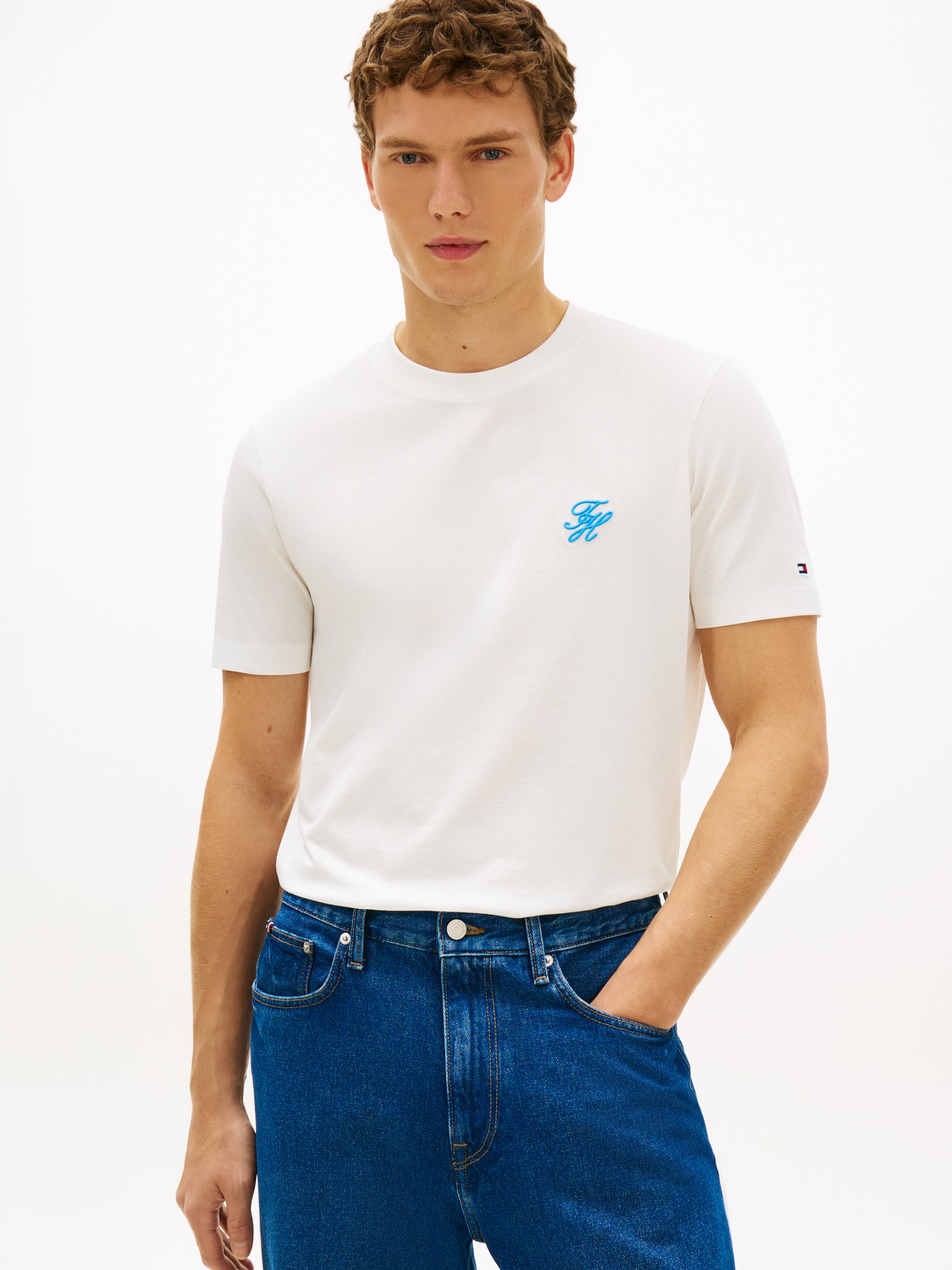 Tommy Hilfiger T-Shirt "SCRIPT MONOGRAM SWIMSHOP" aus Jersey mit Logo-Stick günstig online kaufen