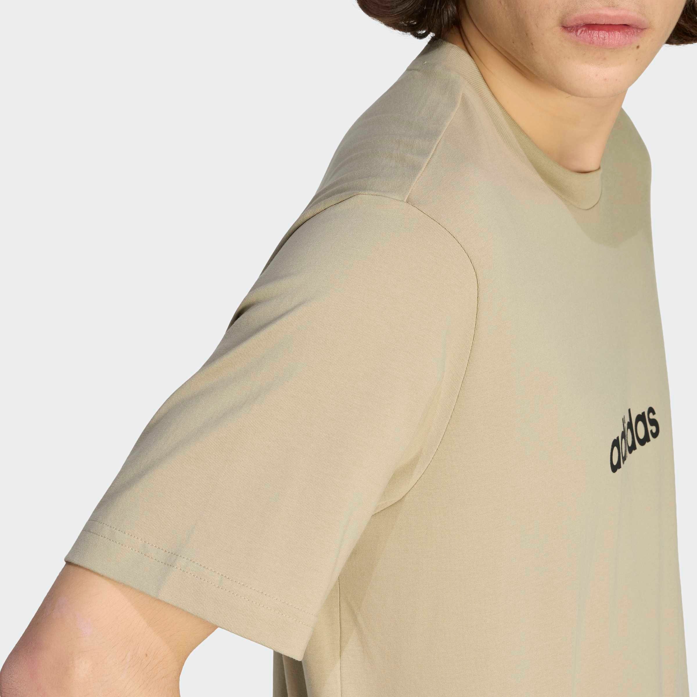 T-Shirt ADIDAS SPORTSWEAR "ESSENTIALS LINEAR SINGLE JERSEY", Herren, Gr. L, wonder cargo, schwarz, Obermaterial: 100% Baumwolle, normal, Rundhals, Shirts T-Shirt, überschnittene Schultern, Kurzarmdesign, aus Baumwolljersey 3