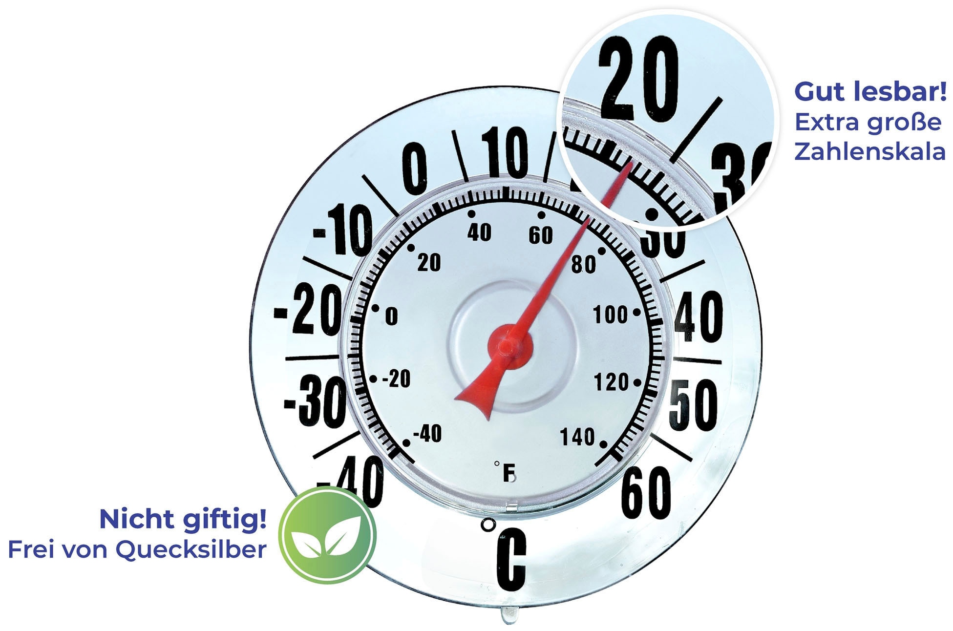 Maximex Fensterthermometer, mit Saugnapf, für den Außenbereich