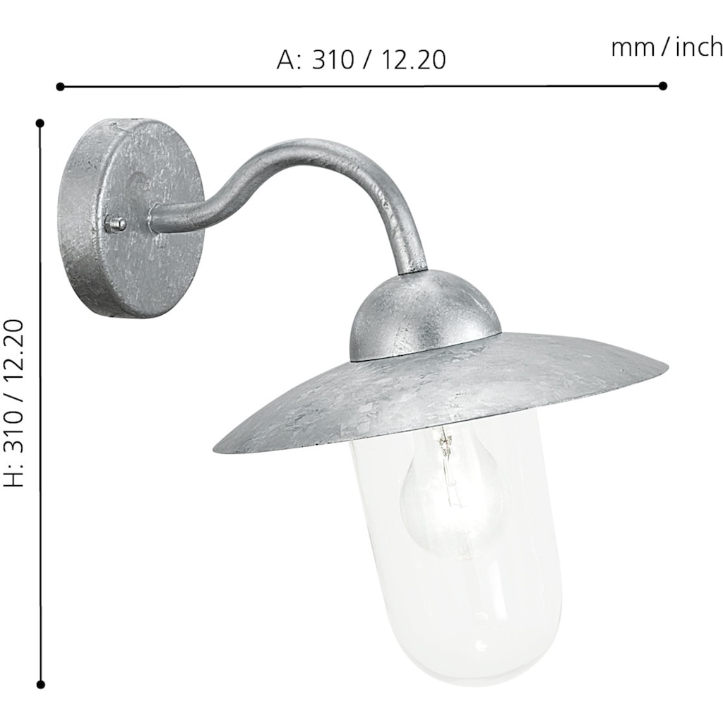 EGLO Außen-Wandleuchte »Milton«, 1 flammig-flammig, Eckmontage möglich