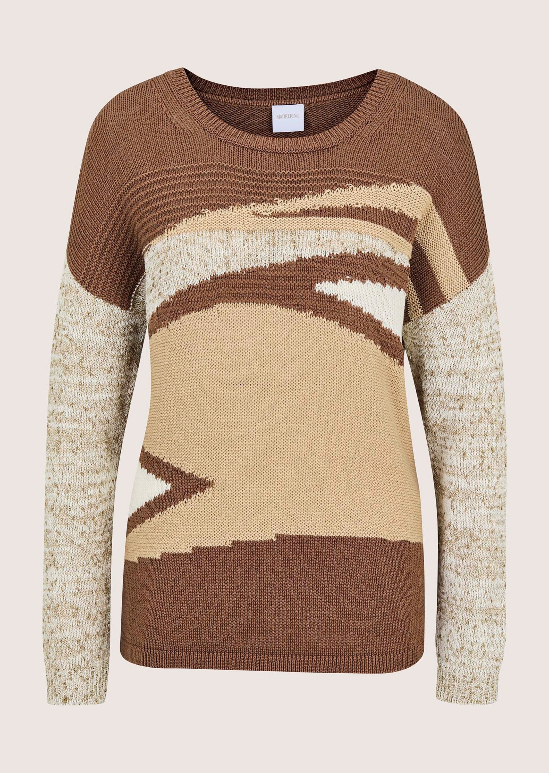 MADELEINE Longpullover "Pullover Rundhals-Pullover mit grafischem Muster"