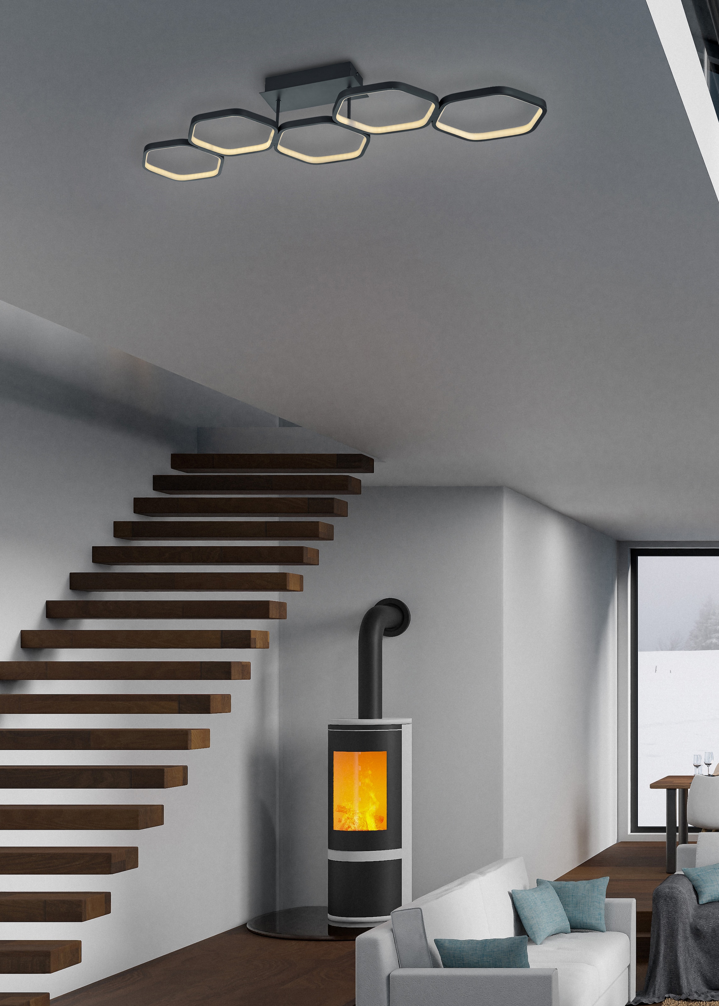 TRIO Leuchten LED Deckenleuchte »Vigo«, 1 flammig-flammig, dimmbare LED  Deckenlampe in Wabenoptik, 3000K, 2800 Lumen kaufen | BAUR