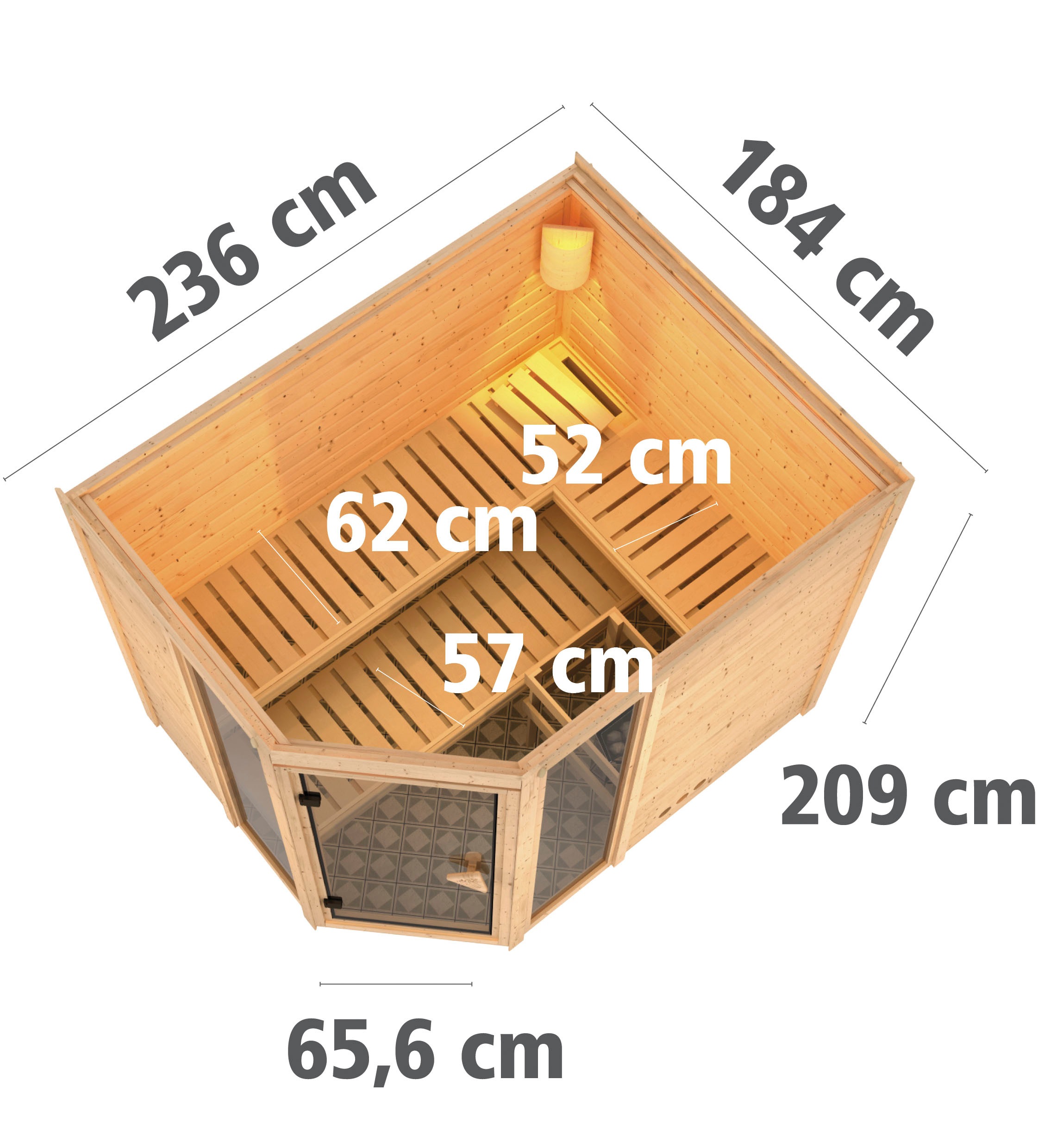 Karibu Sauna »Sina 3«, 9-kW-Bio-Ofen mit externer Steuerung