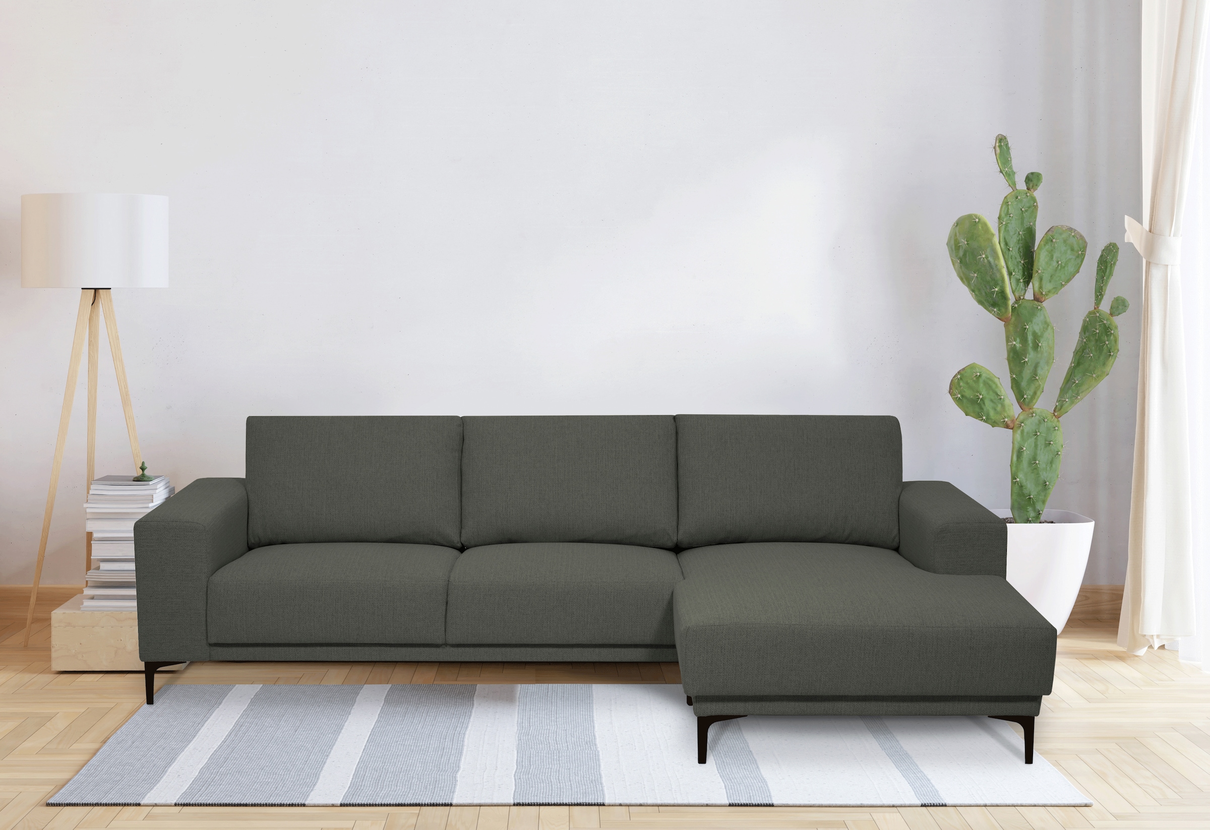 OTTO home Ecksofa »Xander, L-Form« Breite 280 cm, Soft-Touch Chenille, schwarze Metallfüße