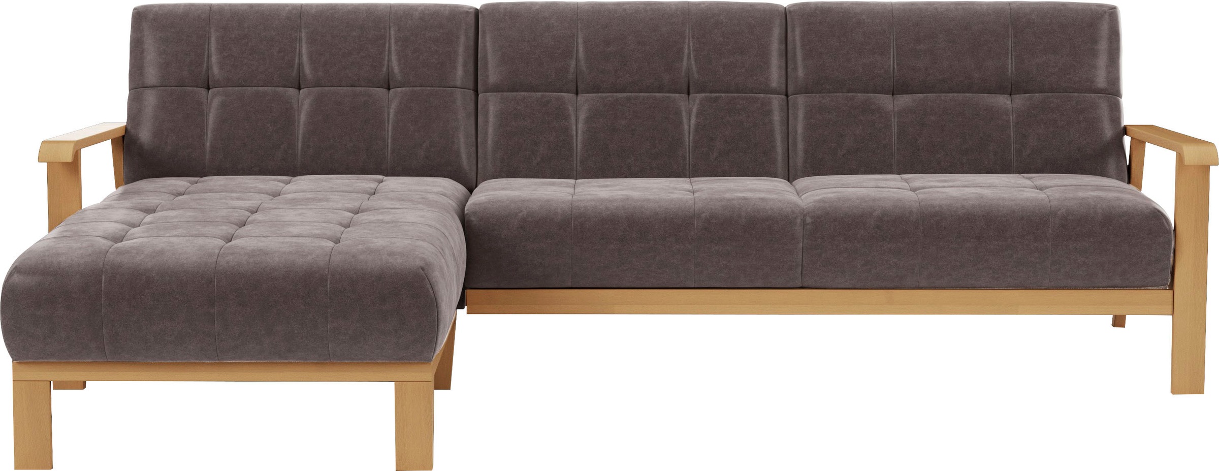 sit&more Ecksofa »Billund L-Form«, Armlehnen aus eichefarbigem Buchenholz, verschiedene Bezüge und Farben