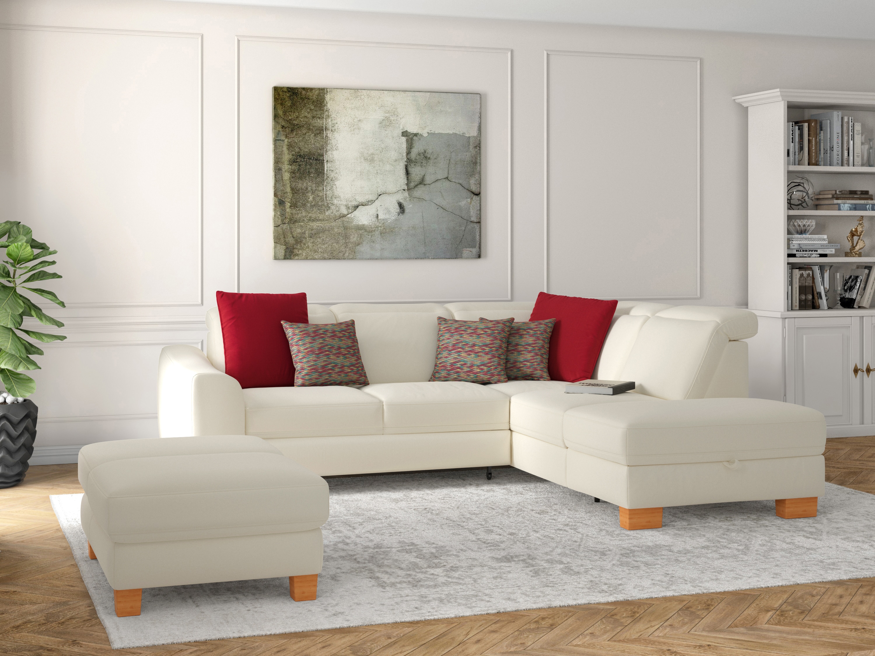 sit&more Ecksofa "Dundee L-Form" mit Federkern und Massivholzfüßen, wahlweise mit Kopfteilverstellung