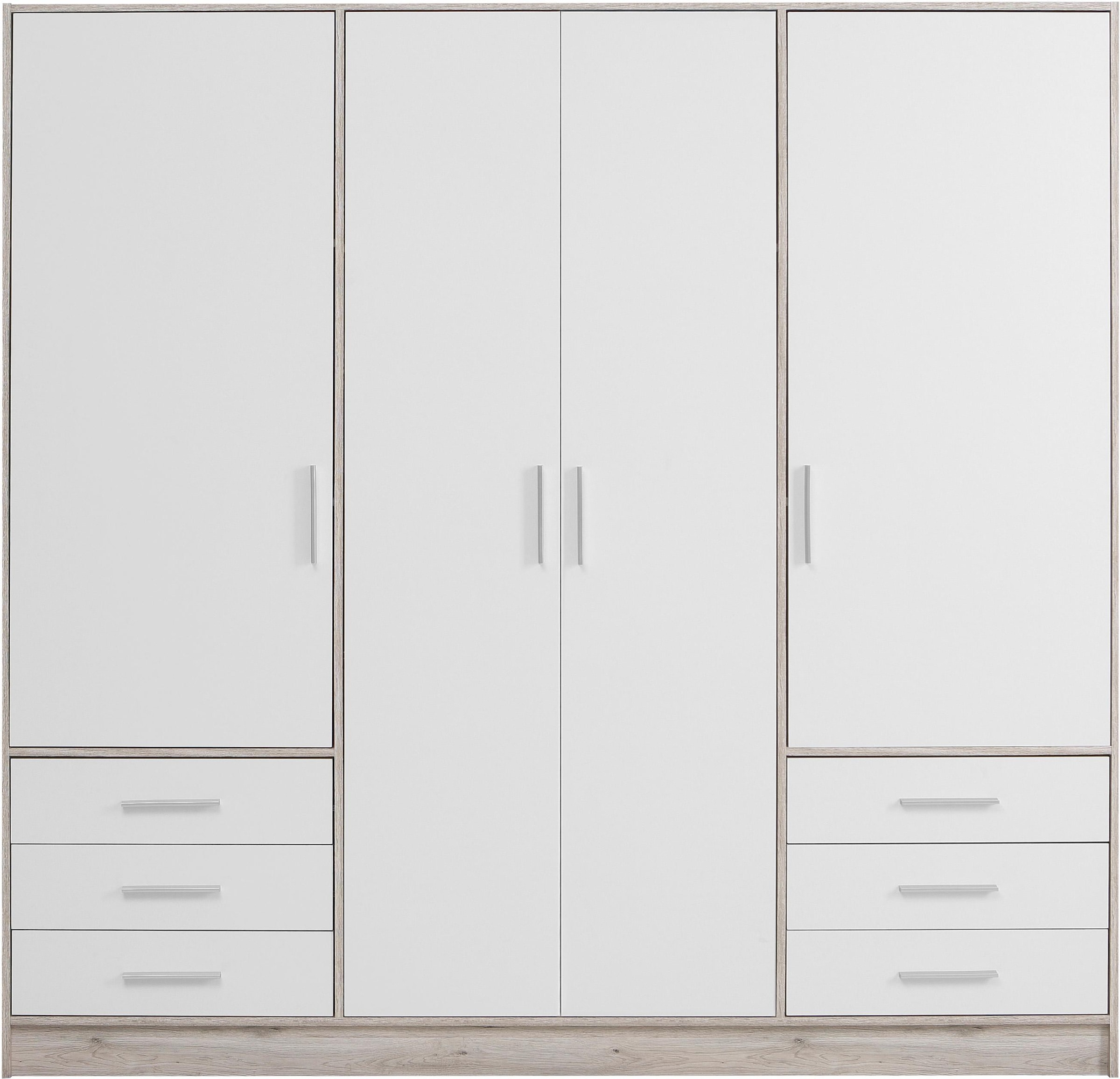 FORTE Kleiderschrank »Jupiter, Made in Europe, mit Schubladen«, (Maße (T/H): 60/200 cm), Stauraum, 2 Breiten, 4 Farben, Schubladen, variable Einlegeböden