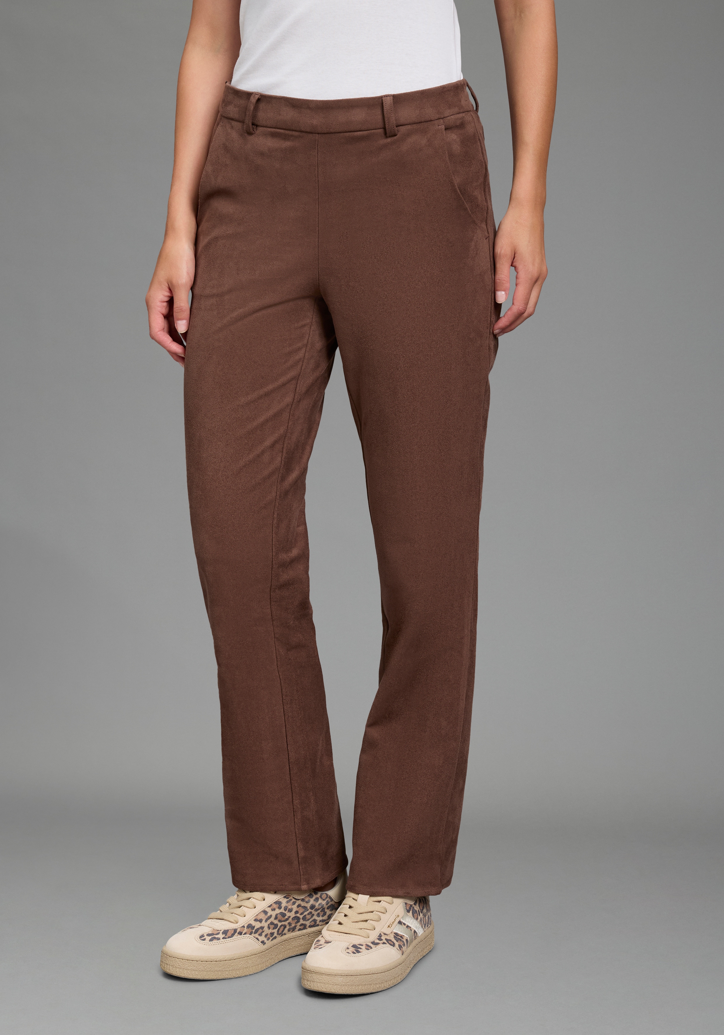 Laura Scott Lederimitathose Bootcut-Passform, Weiches, elastisches Wildlederimitat