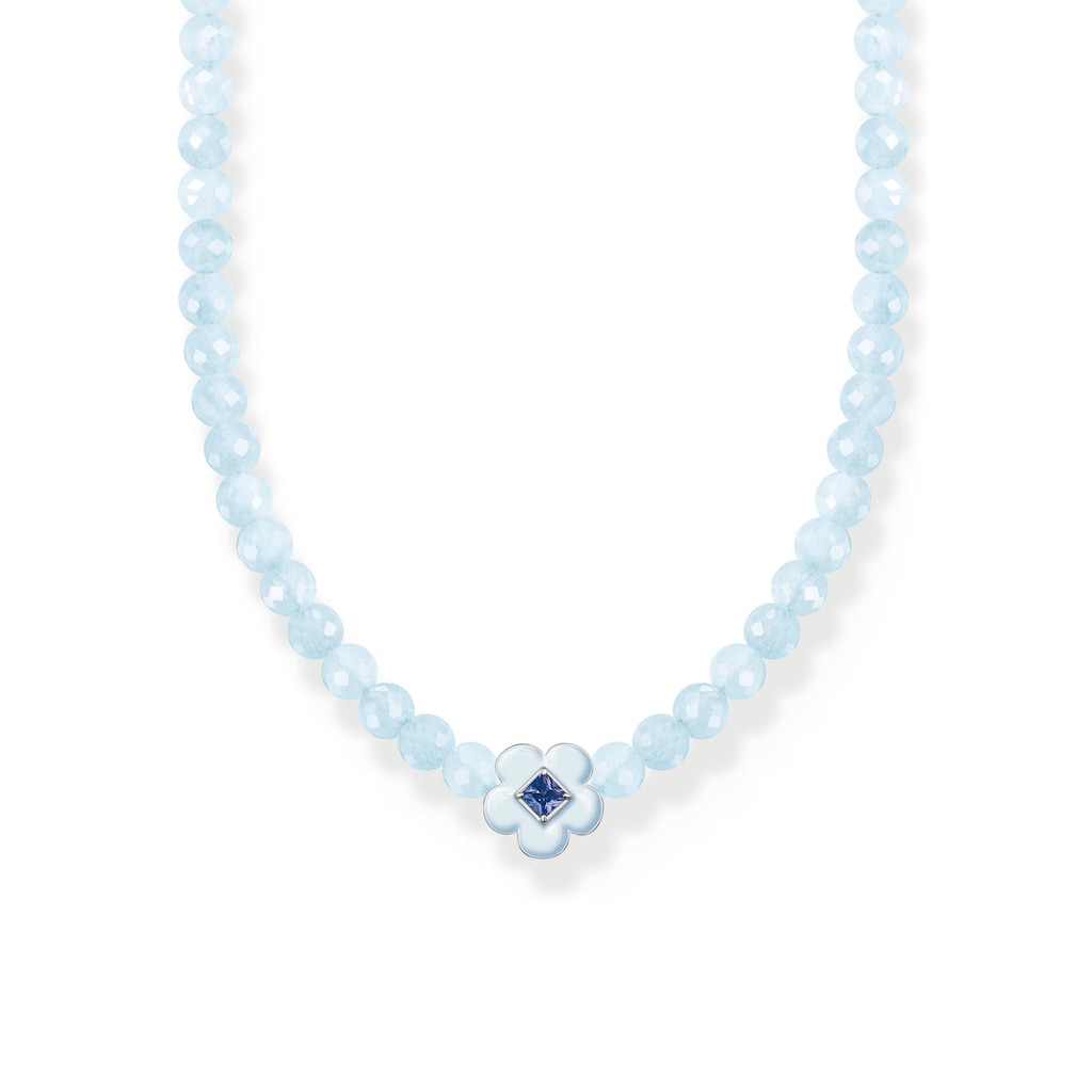 THOMAS SABO Choker »Choker Blume mit blauen Perlen, KE2182-496-1-L42V«