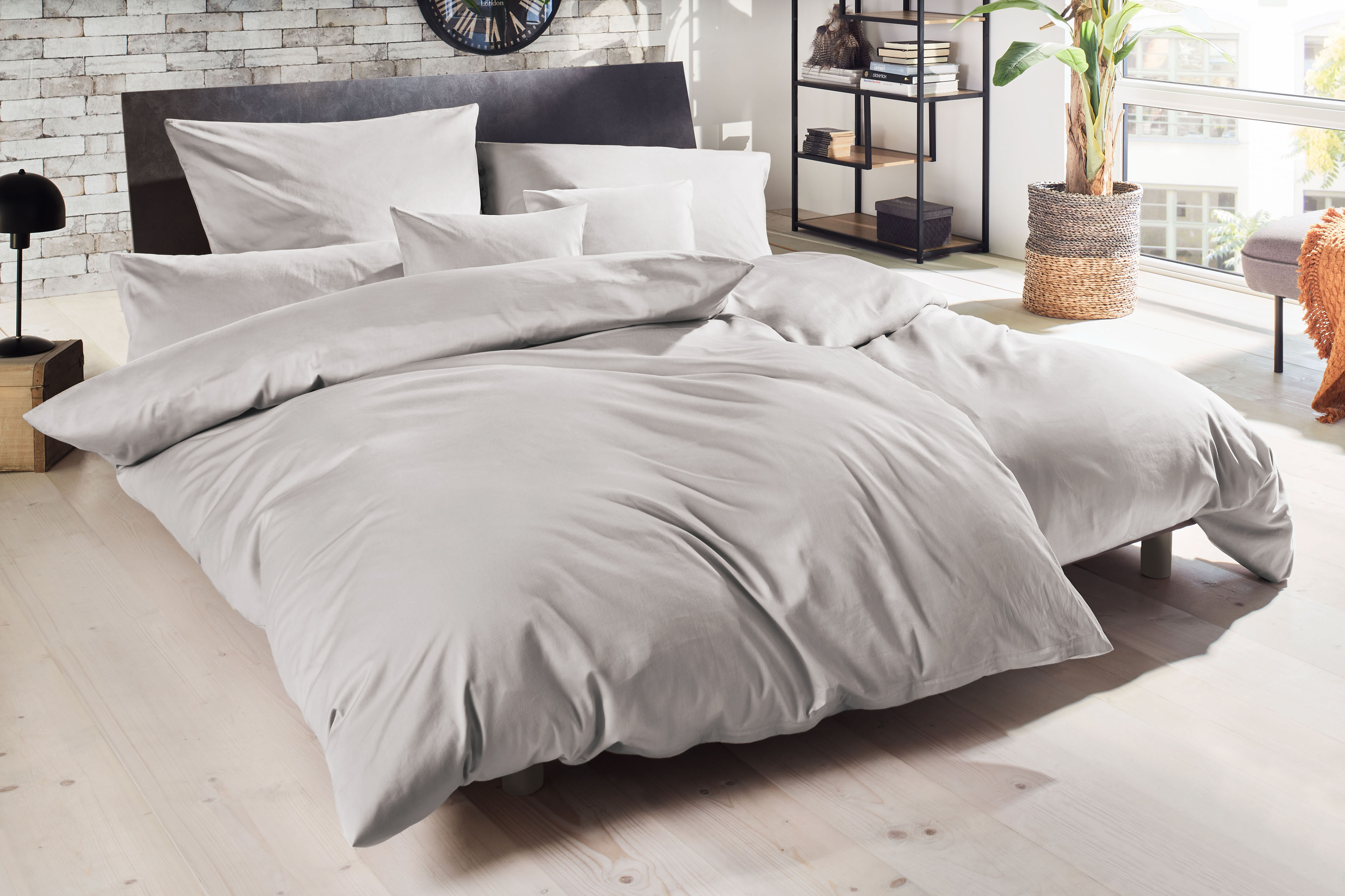 Primera Bettwäsche "Uni Luxus-Satin in Gr. 135x200, 155x220 oder 200x200 cm" 3 Stk. Bettwäsche aus Baumwolle, unifarbene Bettwäsche mit Reißverschluss