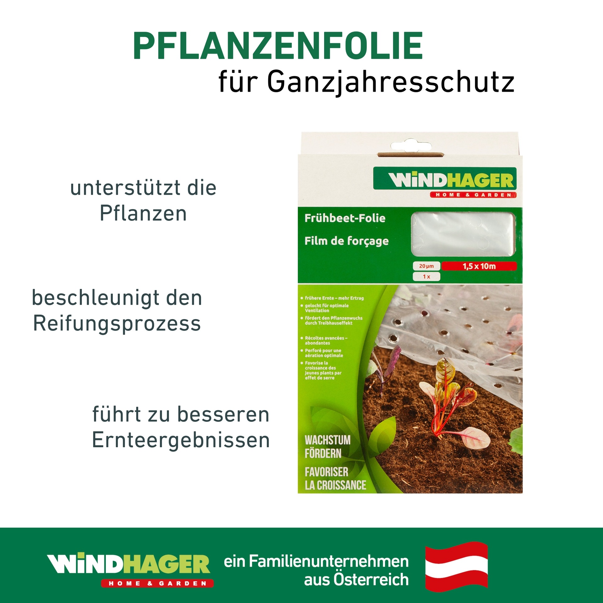 Windhager Schutzplane »Folie für Schutz der Pflanzen im Frühjahr, unterstützt die Pflanzen« gelocht für optimalen Wärmeaustausch, 10x1,5 m 20 µm