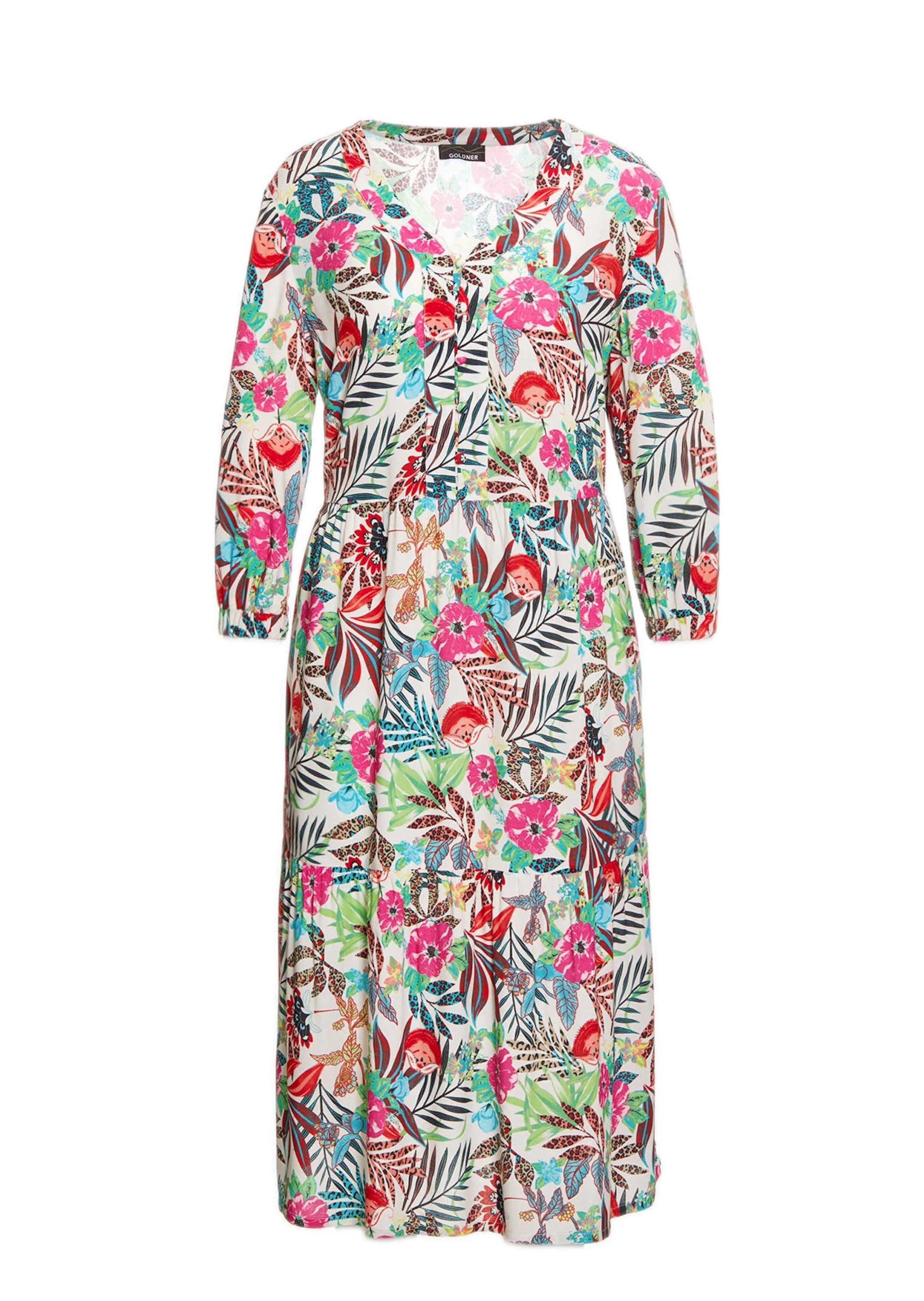 GOLDNER Blusenkleid "Kurzgröße Druckkleid aus fließendem Material" günstig online kaufen