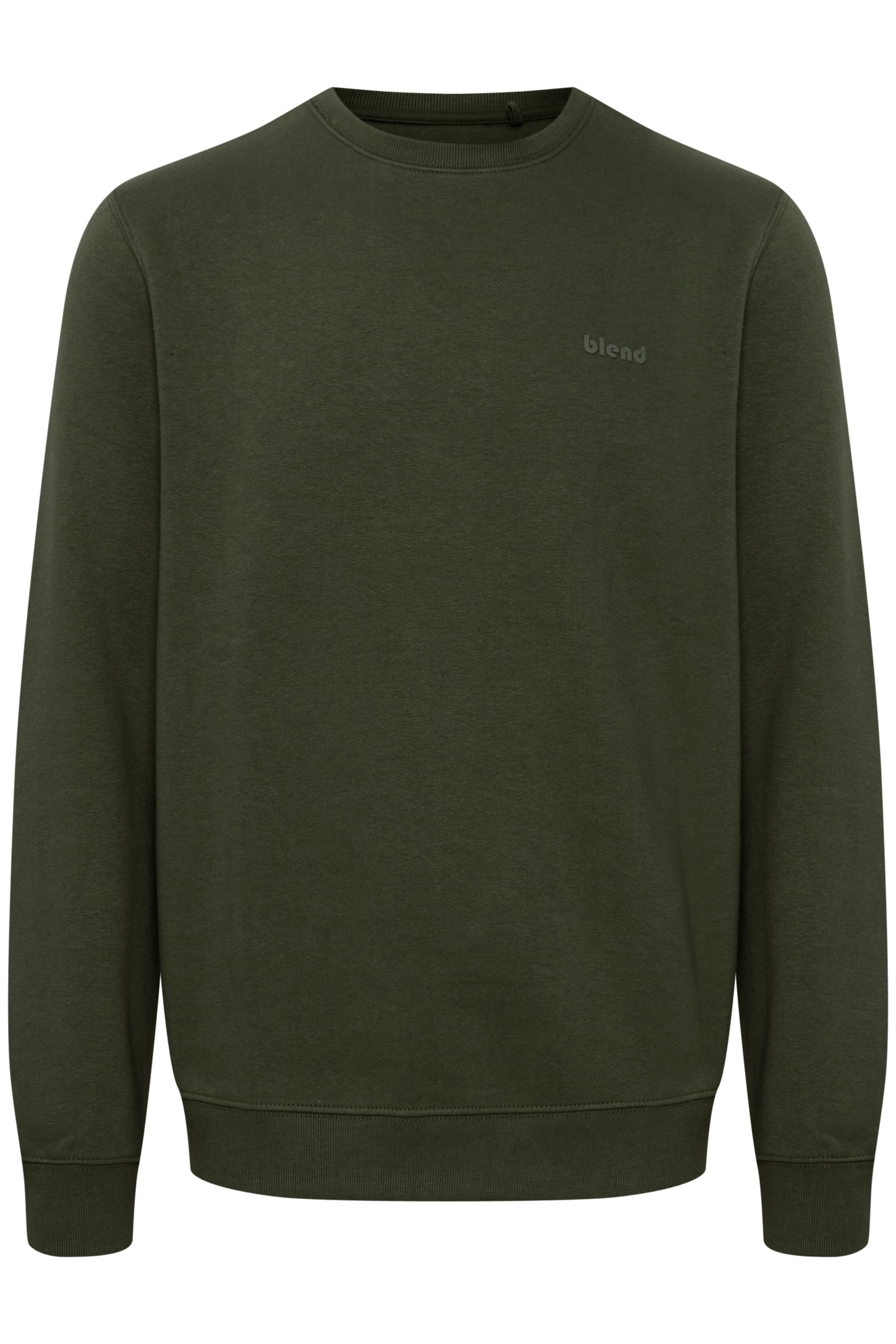 Rundhalspullover BLEND "BHDownton", Herren, Gr. S, forest night, Sweatware, 50% Baumwolle, 50% Polyester, unifarben, regular fit normal, Rundhals, Pullover Rundhalspullover, Klassisches Sweatshirt mit Rundhalsausschnitt