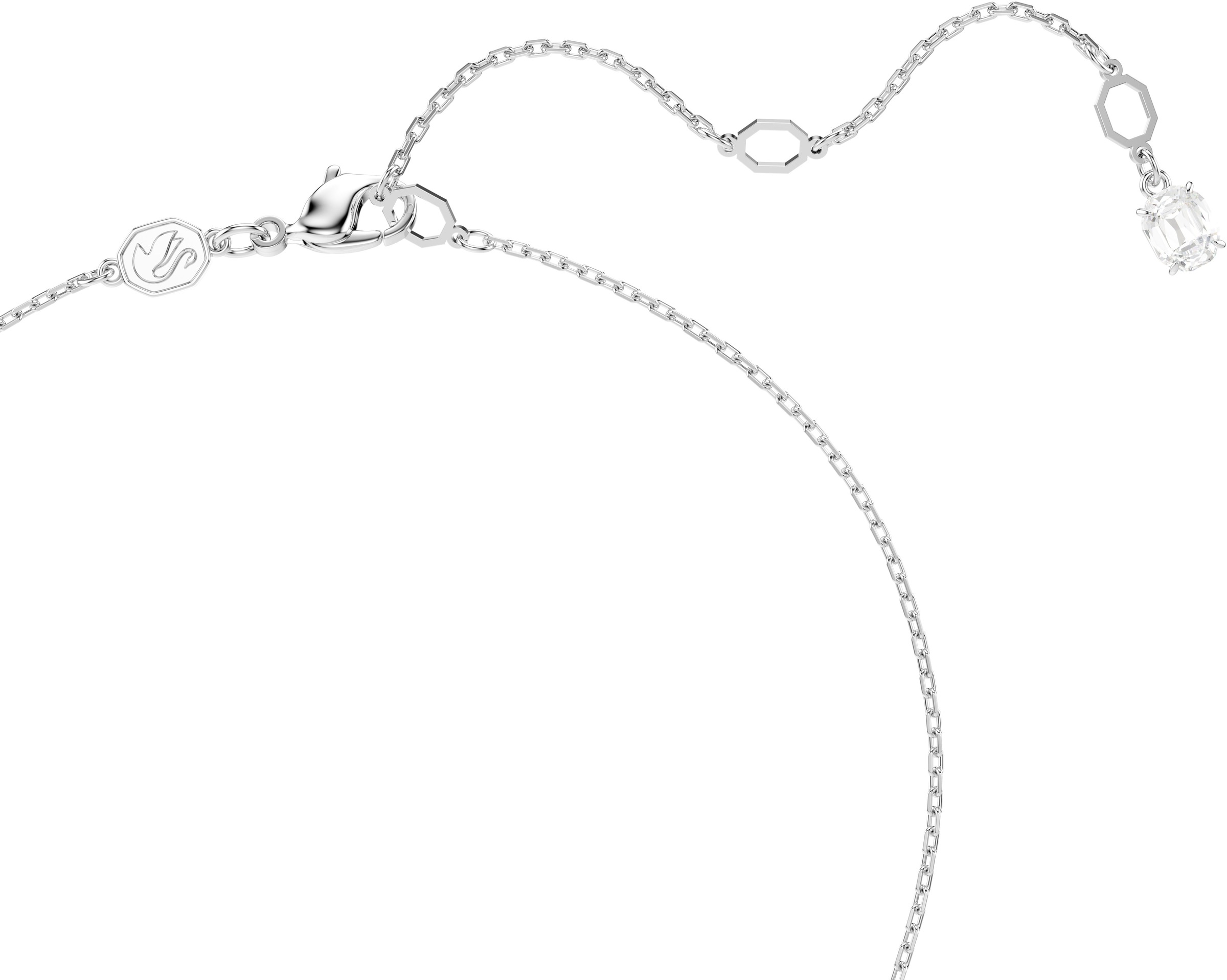 Kette mit Anhänger SWAROVSKI "Schmuck Geschenk Halskette Hyperbola Twist", silber (metallfarben, kristallweiß), Halsketten, Damen, Metall, L: 45, mit Swarovski Zirkonia (synth.) 8