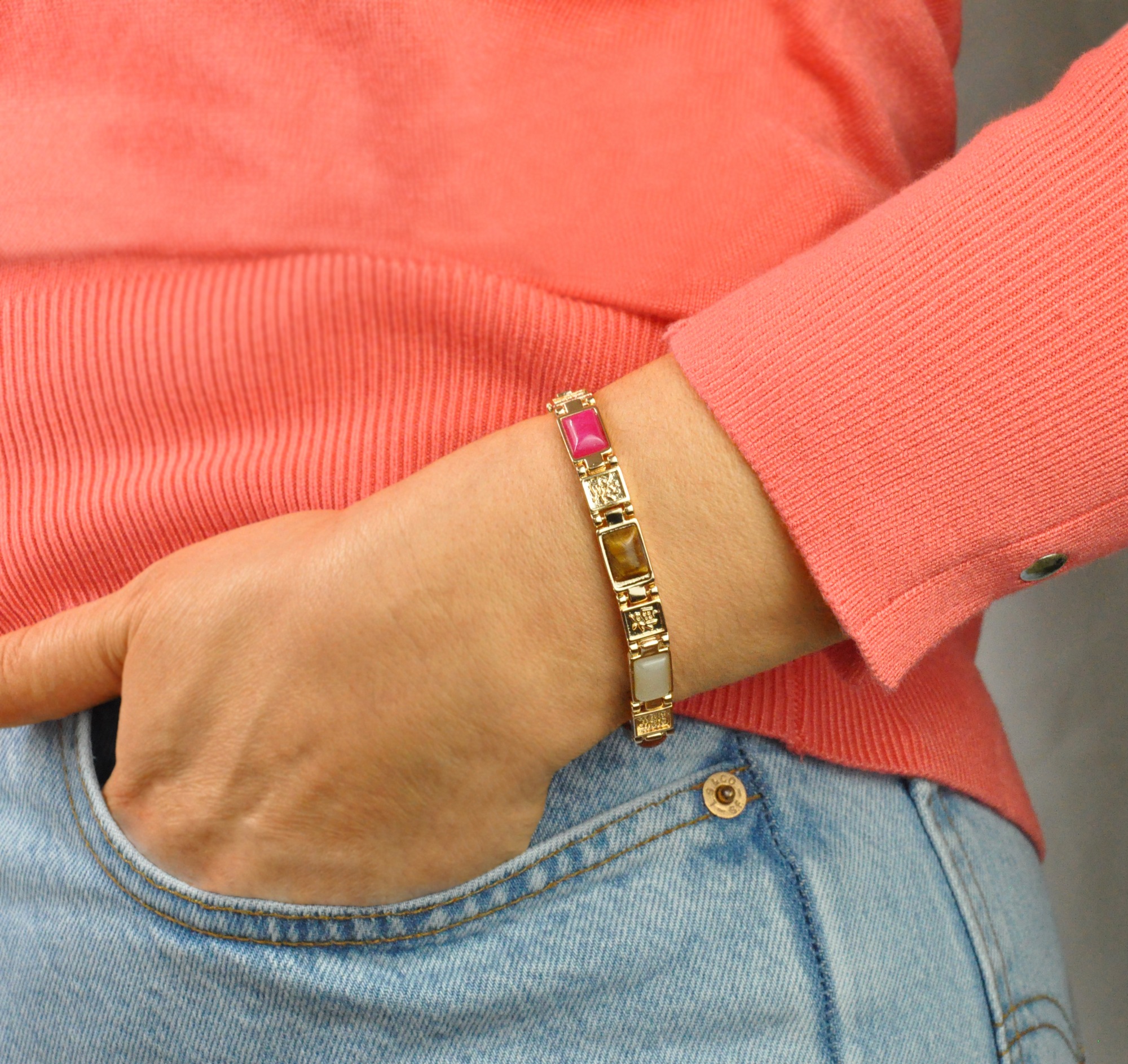 Steuer Armband »Echtstein mehrfarbig Magnet«