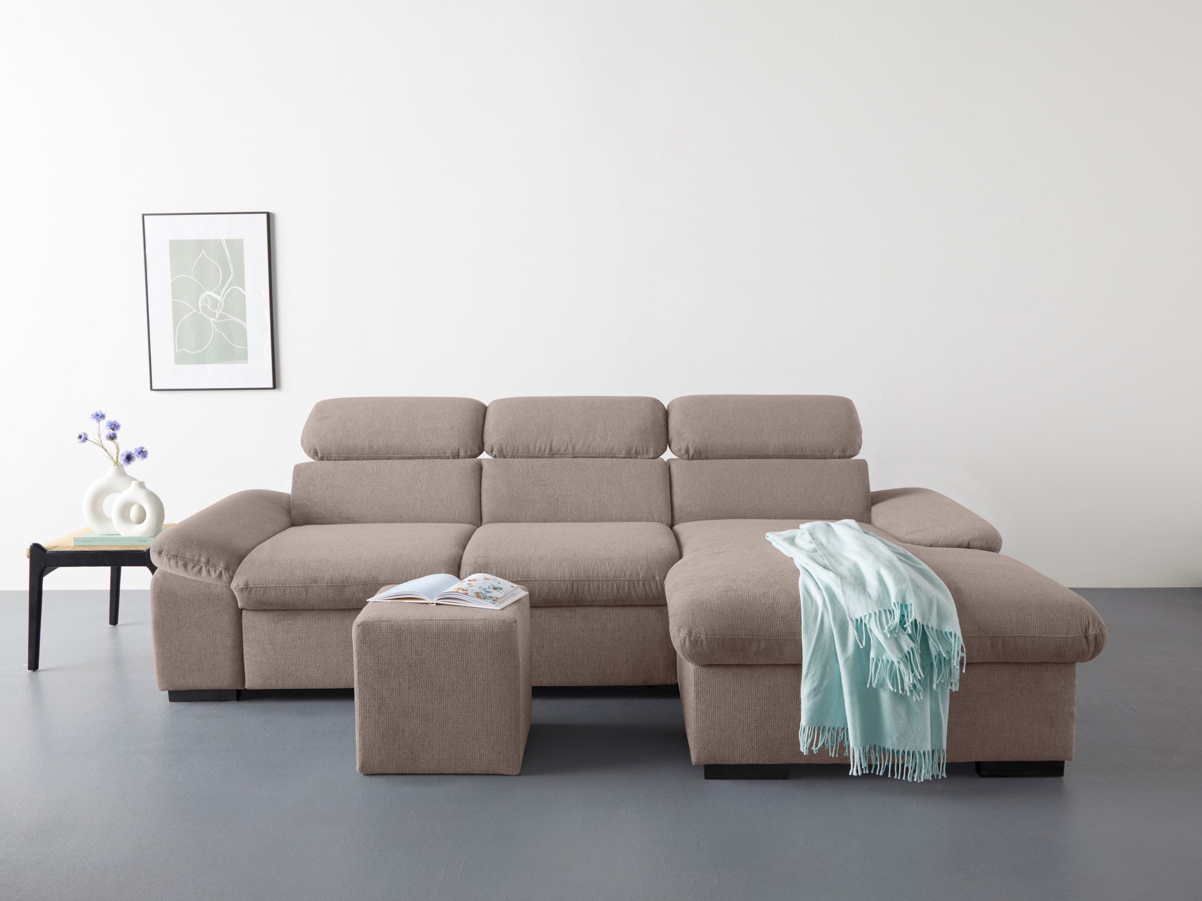 COTTA Ecksofa "Lola L-Form", (Set, mit Hocker), mit Hocker & Kopfteilfunkti günstig online kaufen