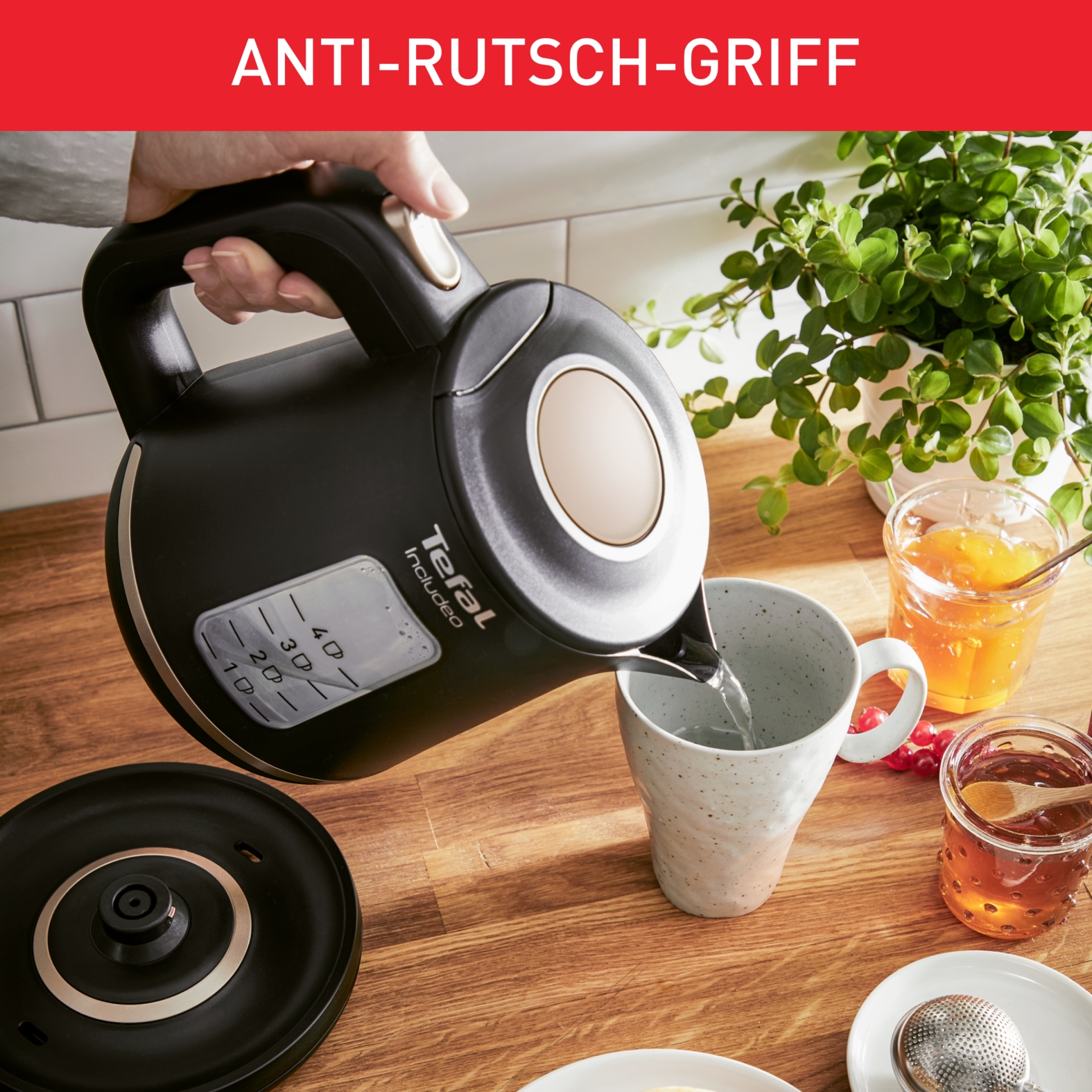 Tefal Wasserkocher »KI5338 Includeo« 1 l 2400 W Anti-Rutsch-Griff, Wasserstandsanzeige, herausnehmbarer Filter