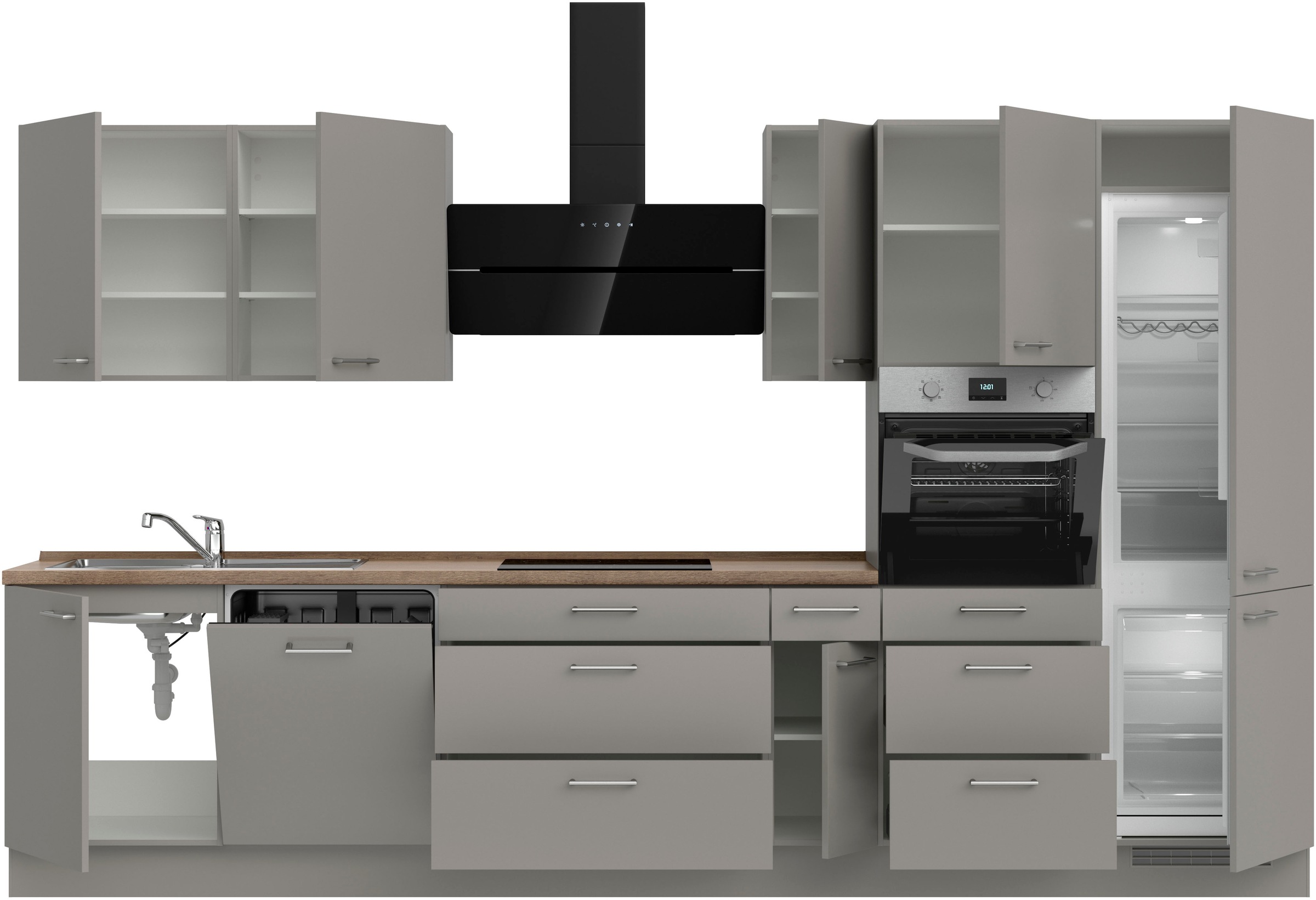 nobilia® Küchenzeile »"Laser II"«, vormontiert, Ausrichtung wählbar, Breite 360 cm, wahlw. mit E-Geräten