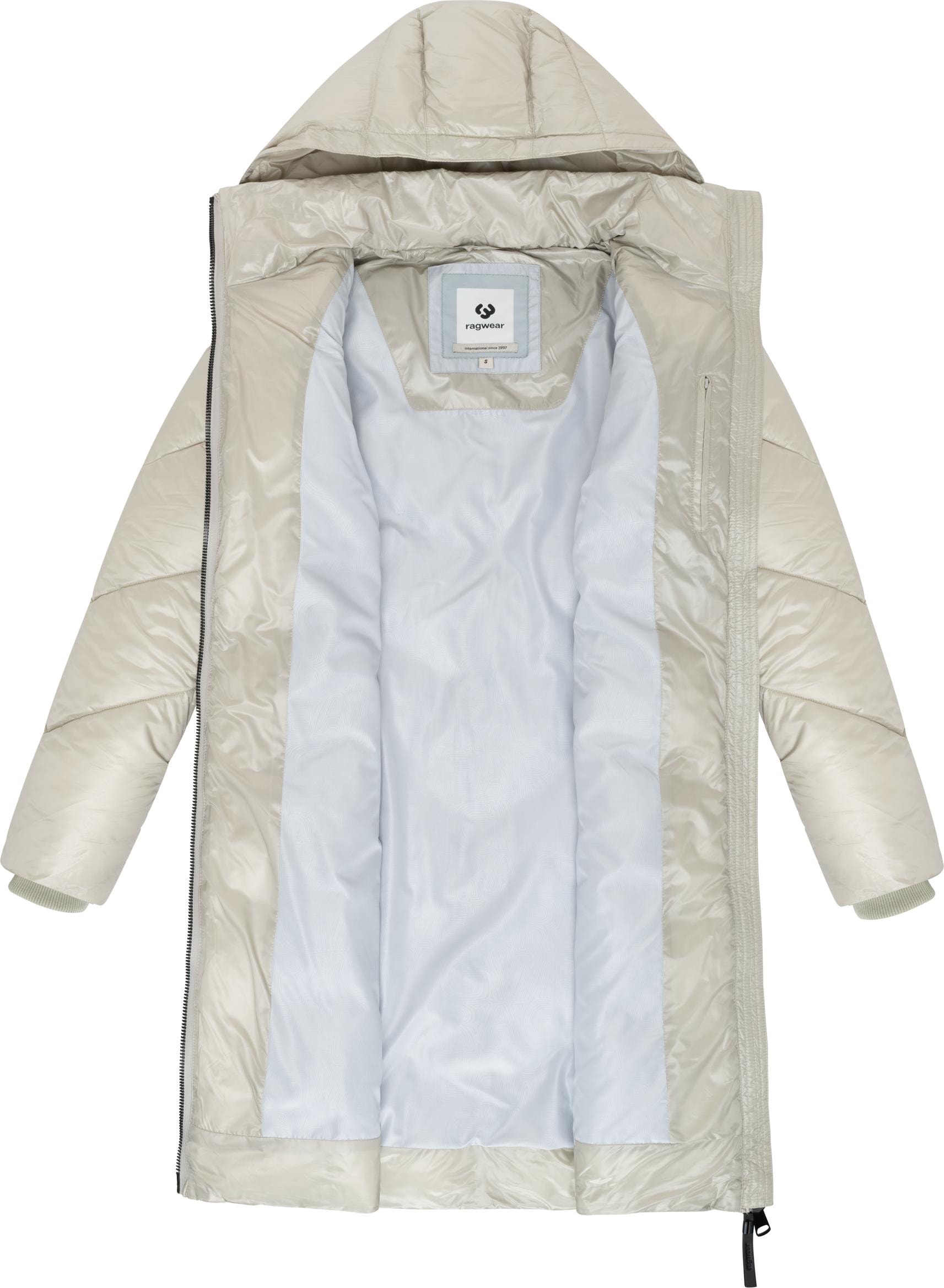 Ragwear Wintermantel »Rebelka Shiny«, Glänzender Winter Steppmantel mit Kapuze