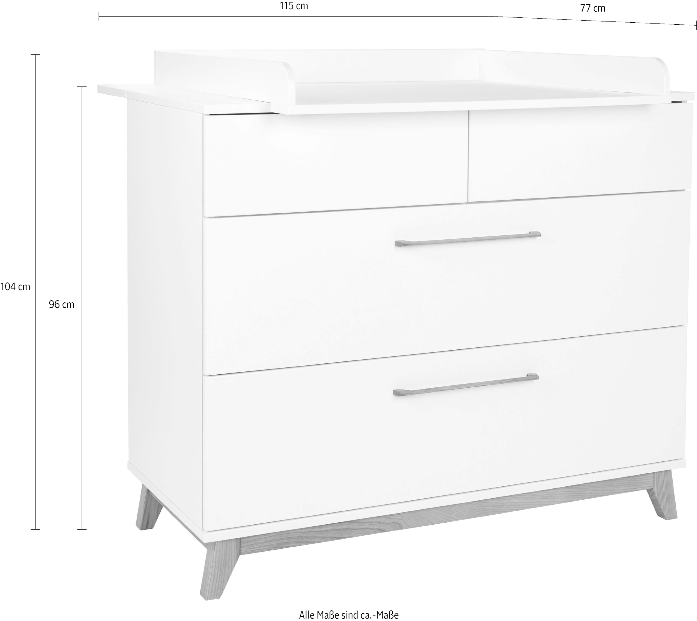 arthur berndt Wickelkommode »Wickelkommode »Lina« mit abnehmbarem Wickelaufsatz«, bis 15 kg, 115 cm