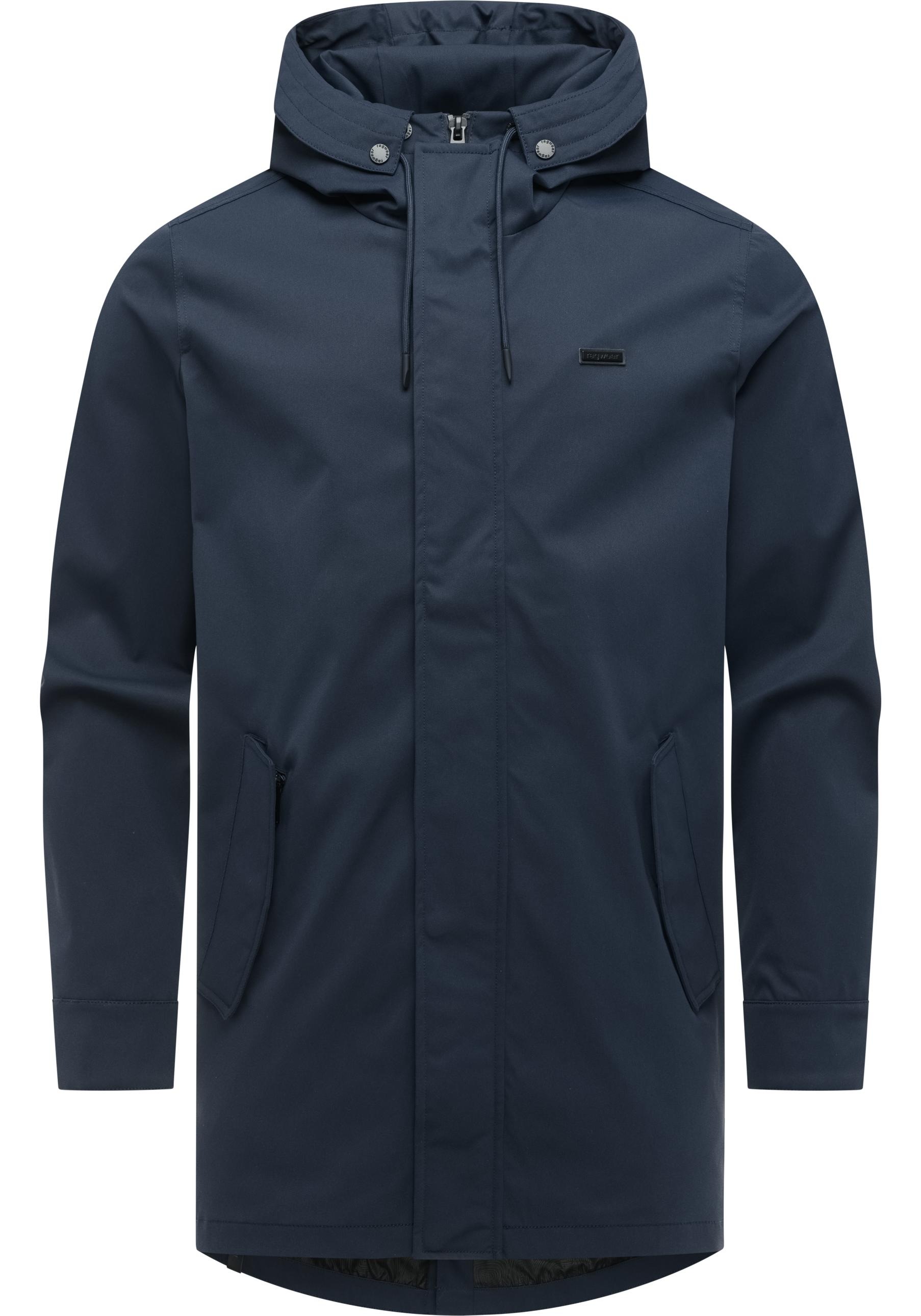 Funktionsmantel RAGWEAR "Mr Smithem Twill YOUMODO", Herren, Gr. 5XL (62), navy, Obermaterial: 100% Polyester; Innenfutter: 100% Polyester, gerade Po-bedeckend, hoch geschlossener Ausschnitt, verstellbar abgesteppte Kante mit Druckknöpfen, Mäntel, Funktion