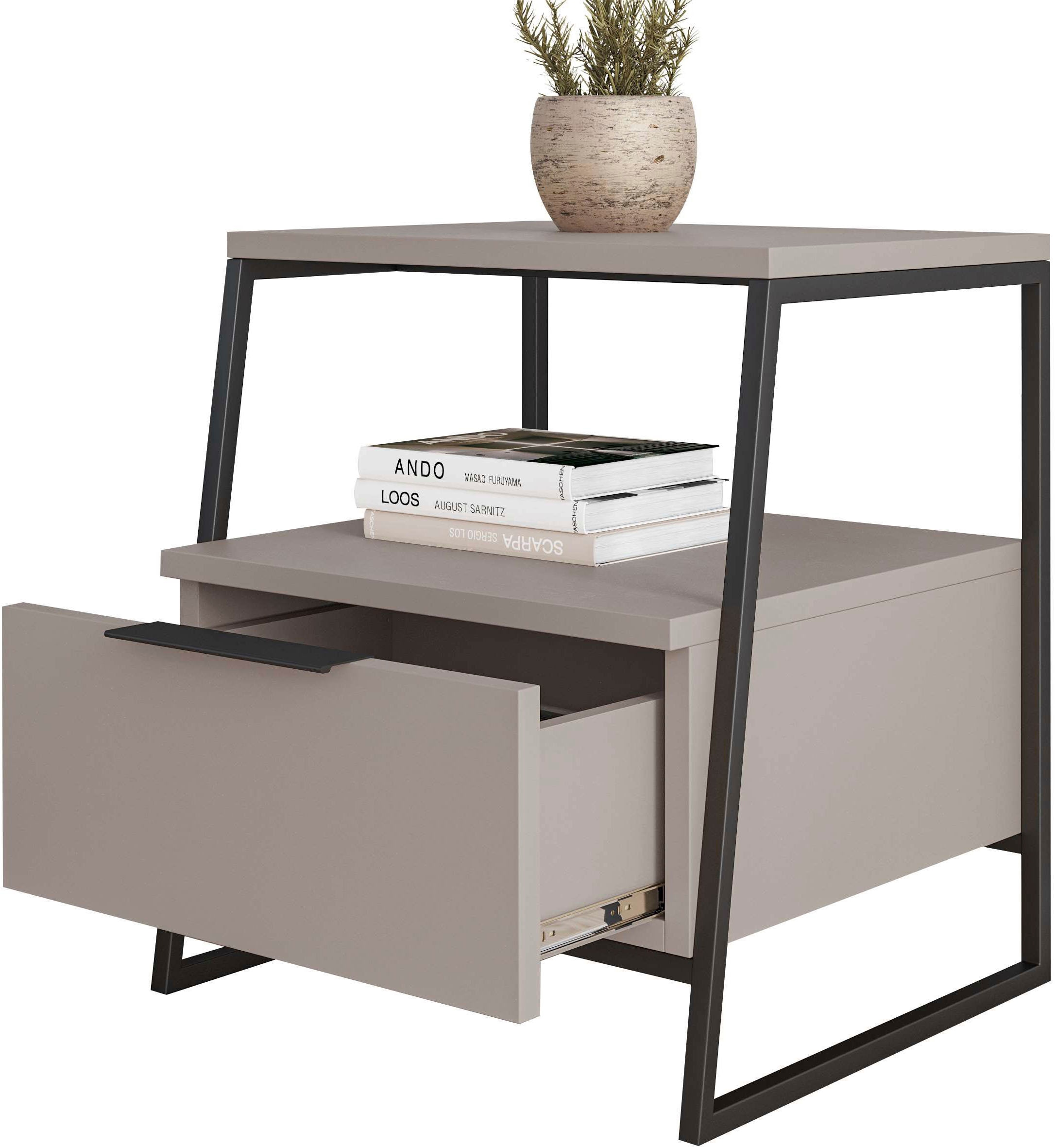 Decortie Nachttisch »PAL NACHTTISCH MIT SCHUBLADEN«, (Packung, 1 St.), Leichte Montage, Lagerung, Platzsparend