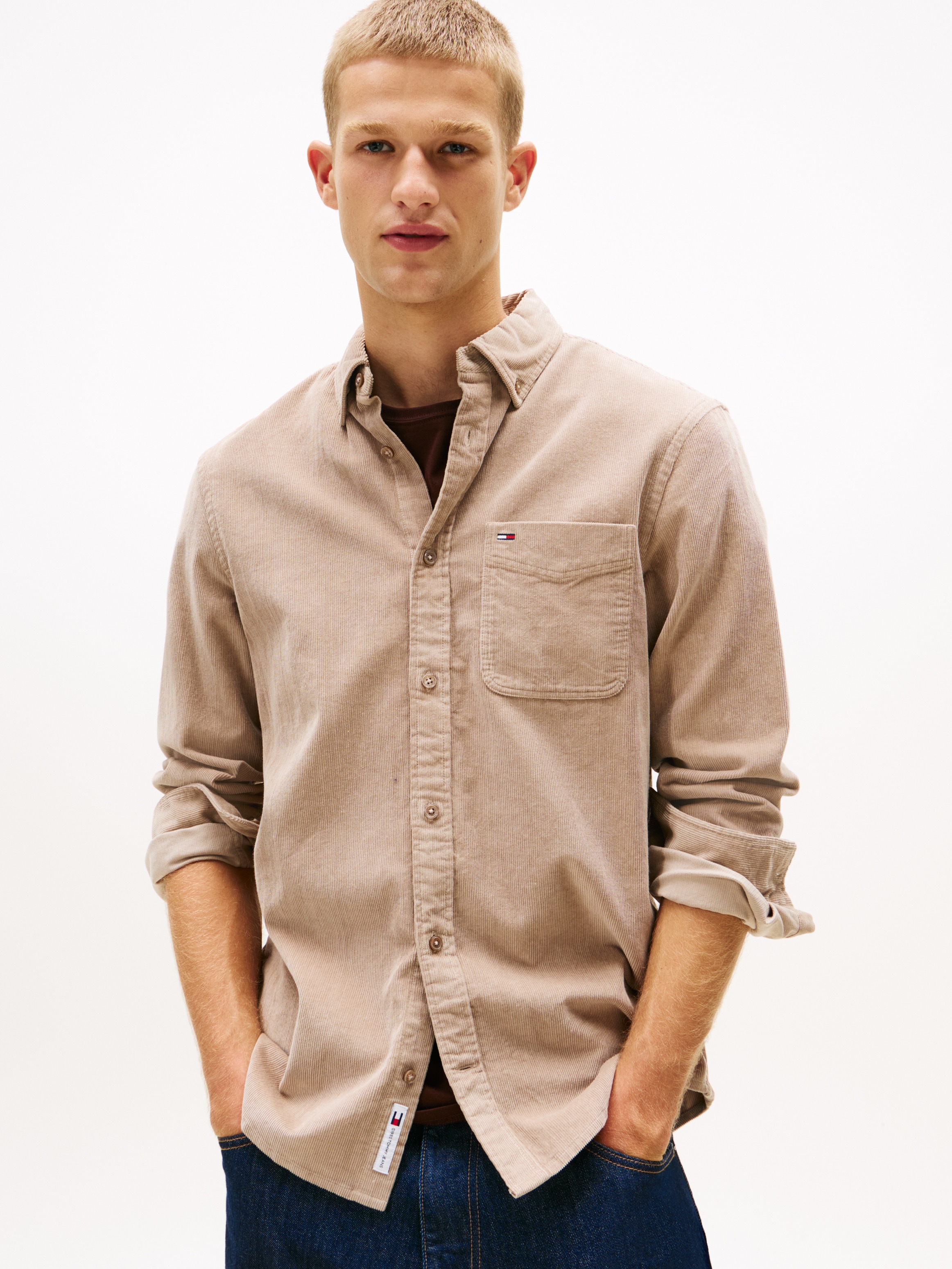 Tommy Jeans Langarmhemd "TJM BABY CORD SHIRT EXT", Regular Fit, Button-down günstig online kaufen