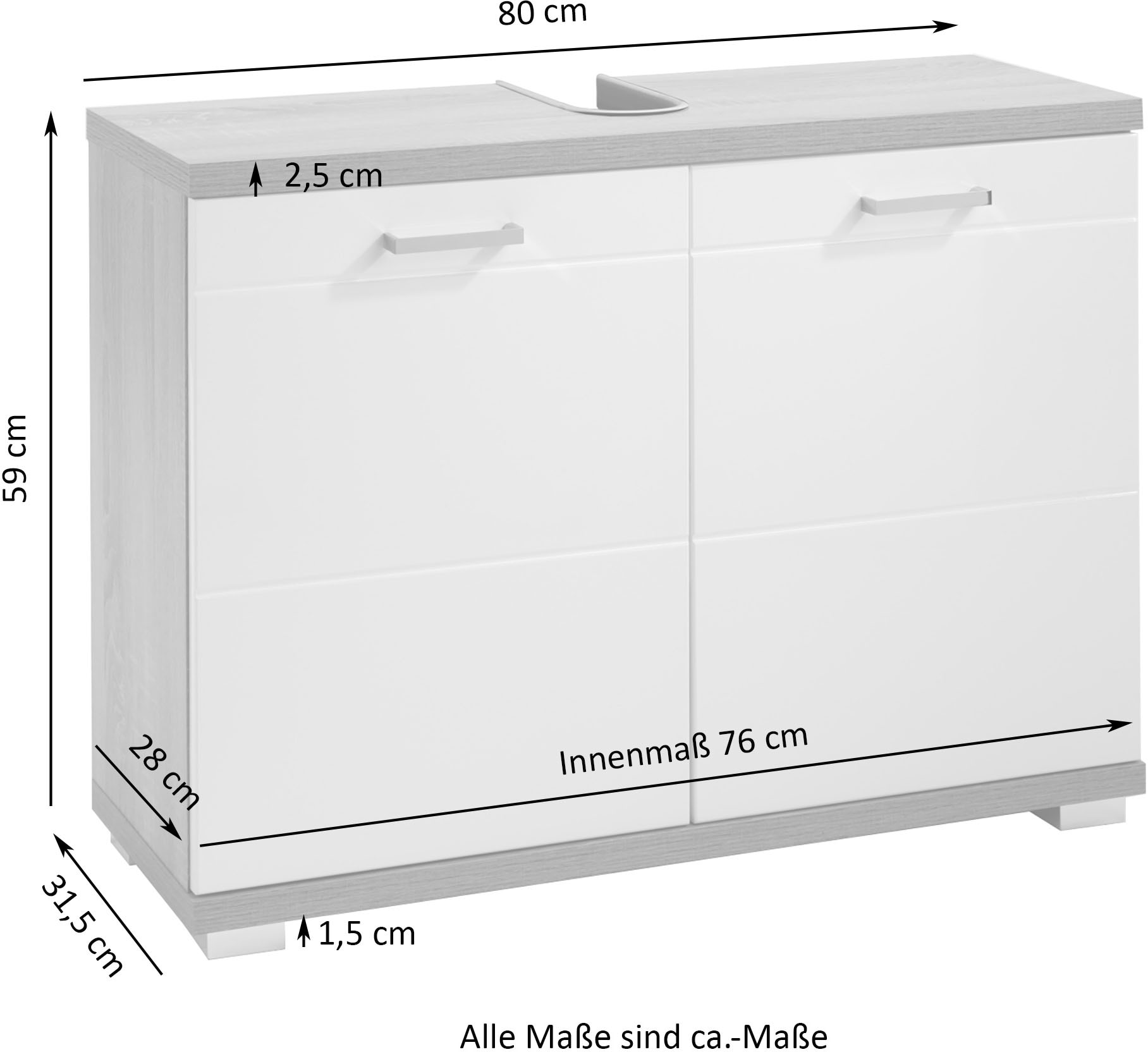 Homexperts Waschbeckenunterschrank »NUSA 02LK (94478)«, (1er Set)