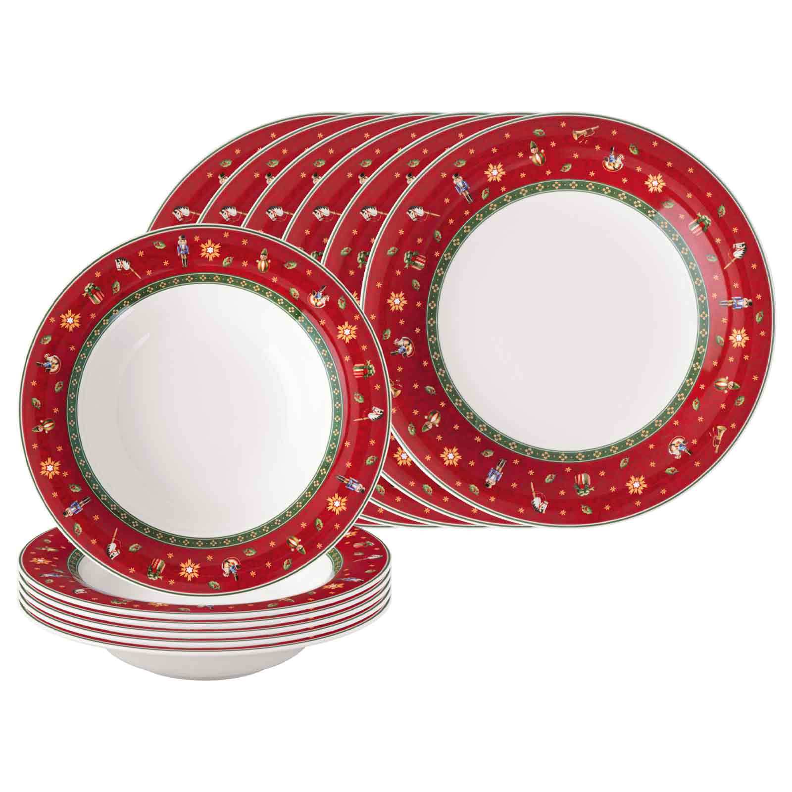 Villeroy & Boch Geschirr-Set "Tafelservice Toys Delight 12er Set rot" Mikrowellengeeignet