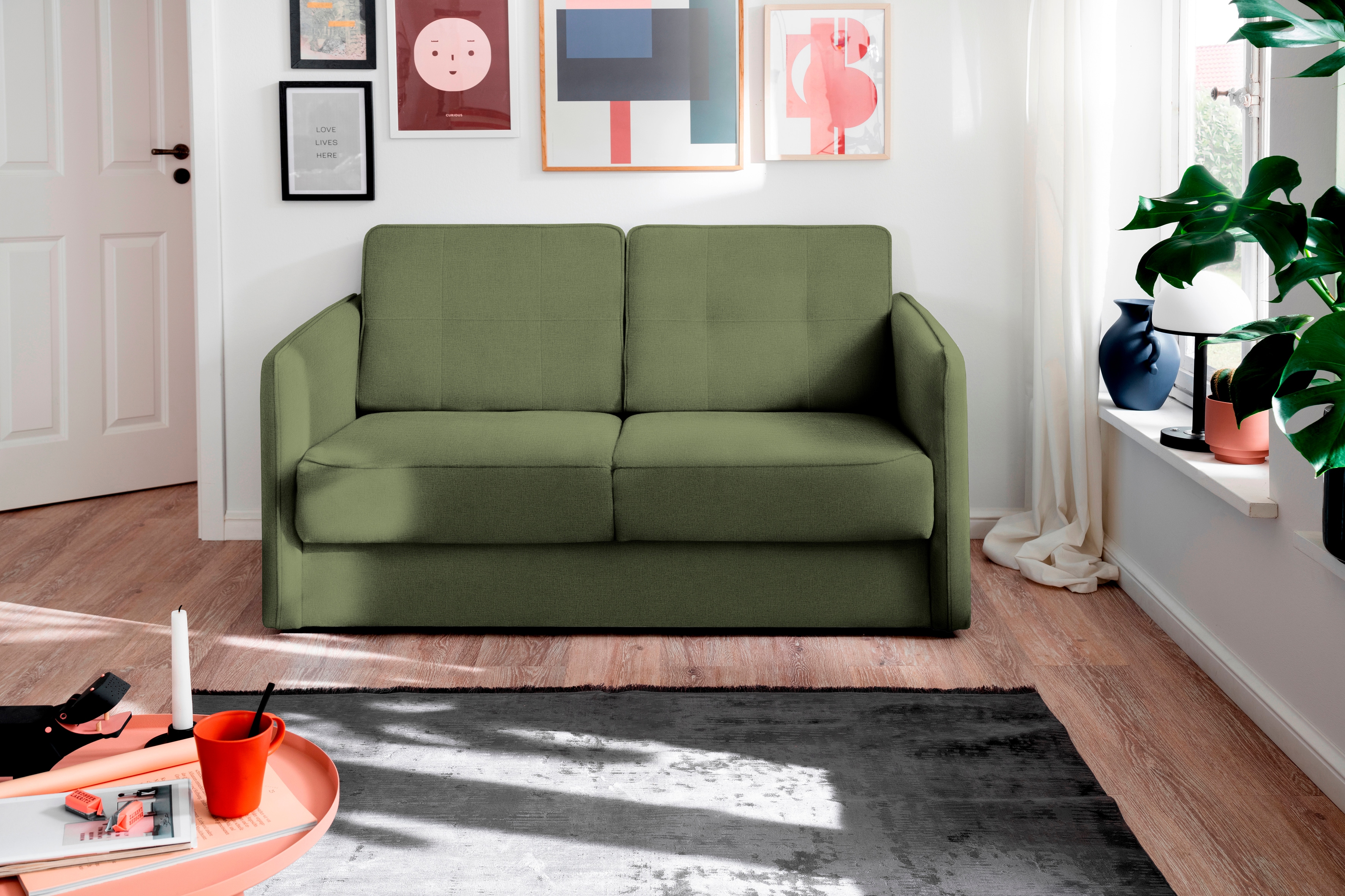 Home affaire Schlafsofa "Milano Einzelauszug, Schlaffunktion, schmale Armlehnen, Breite 147cm" zwei einzeln ausziehbare Liegefunktionen