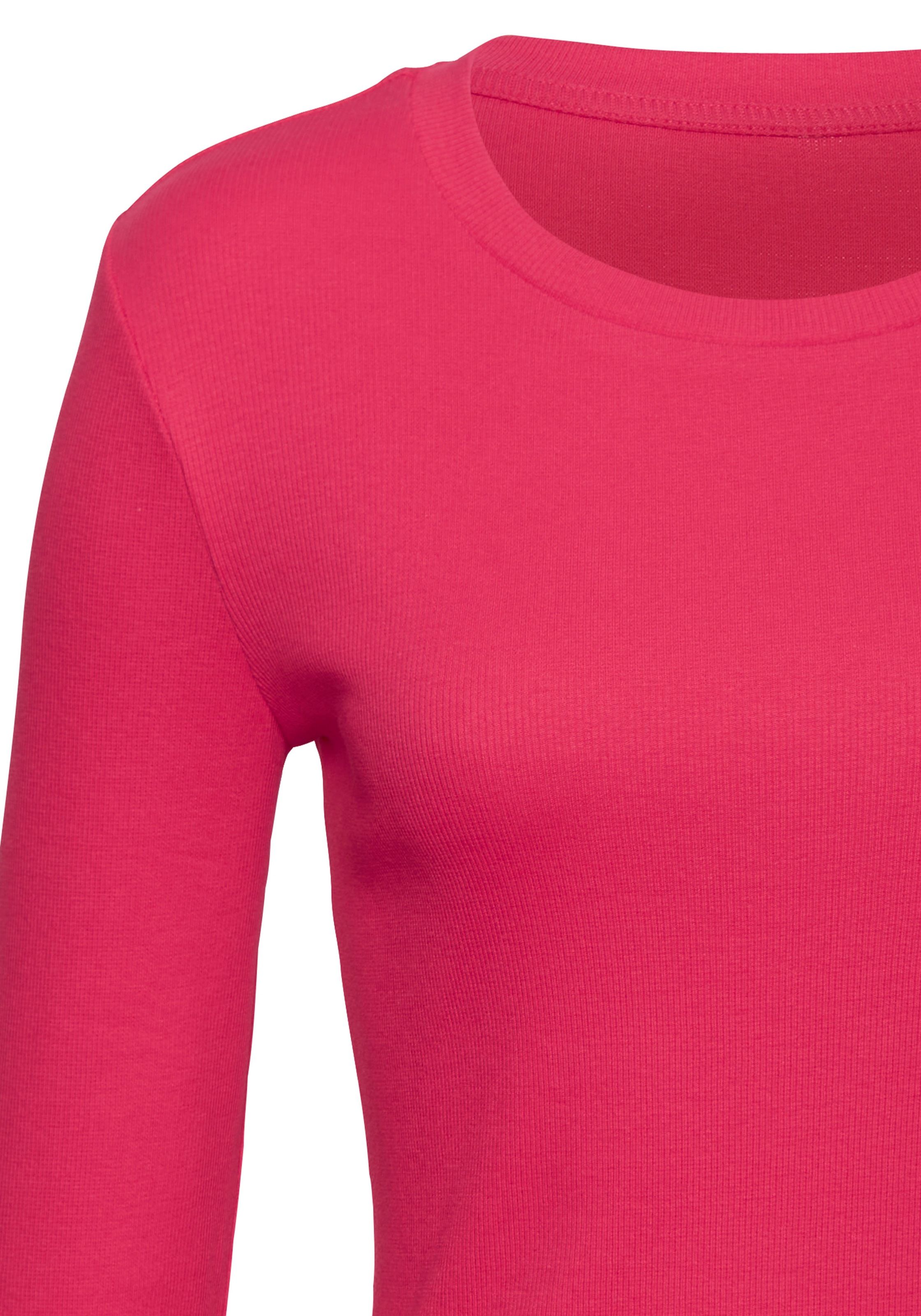 Vivance Langarmshirt »aus modischer Rippware«, (2er-Pack), aus weichem Baumwoll-Stretch