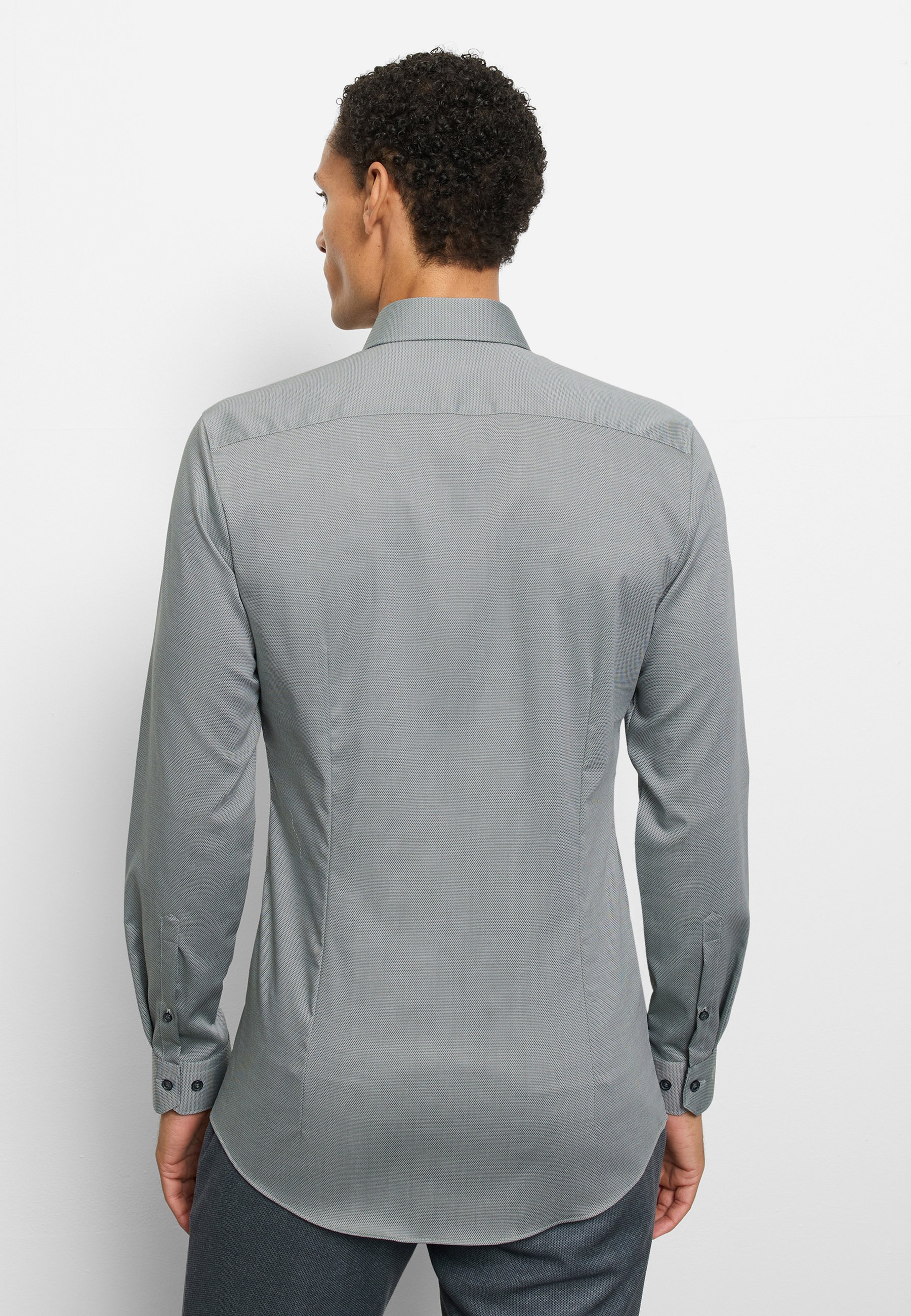 OLYMP No 6 Long Sleeve Shirt Grey-Green 39 6
