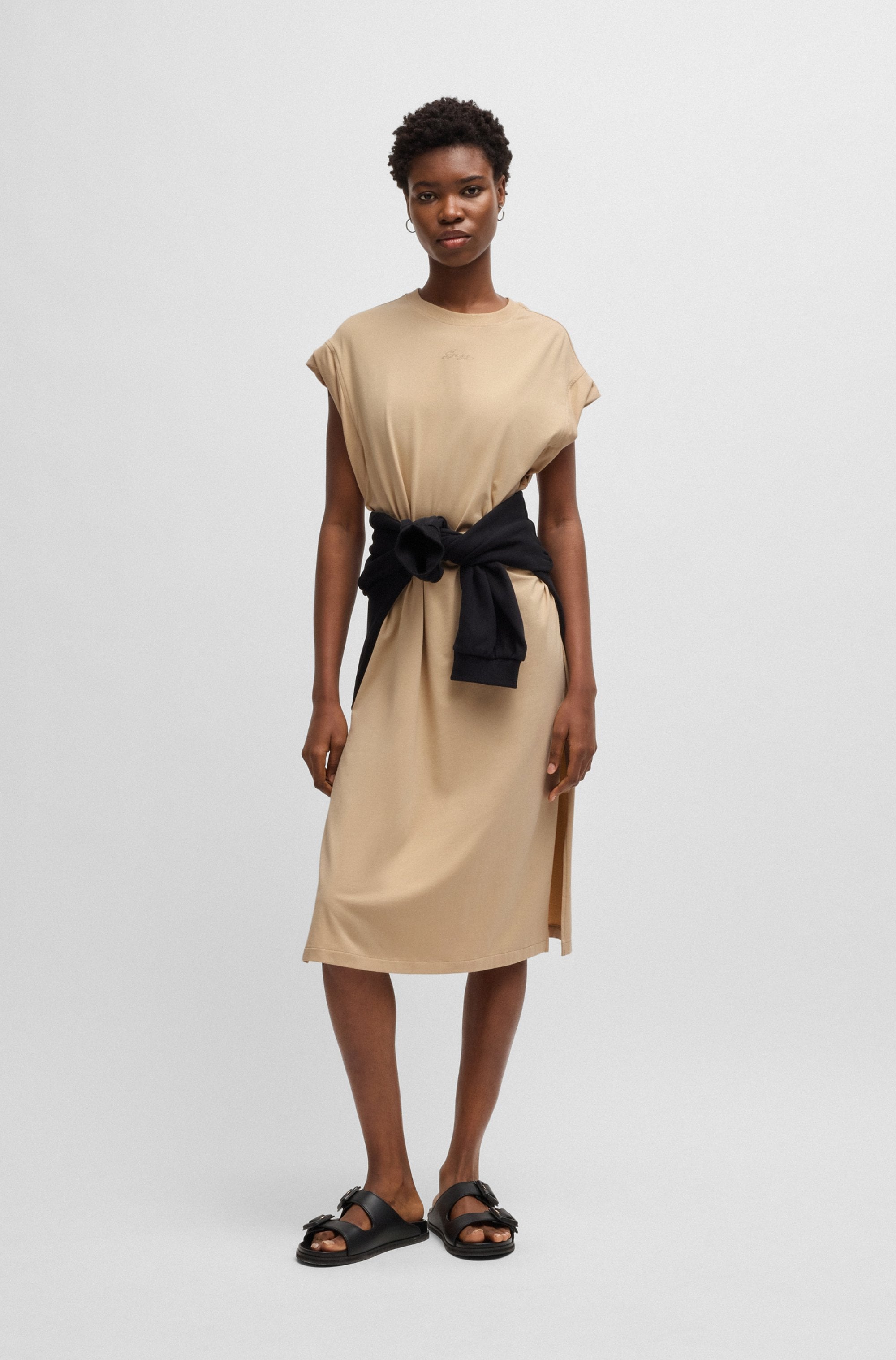 BOSS ORANGE Jerseykleid "Edress Premium Damenmode", mit Schlitzen, Logoschr günstig online kaufen