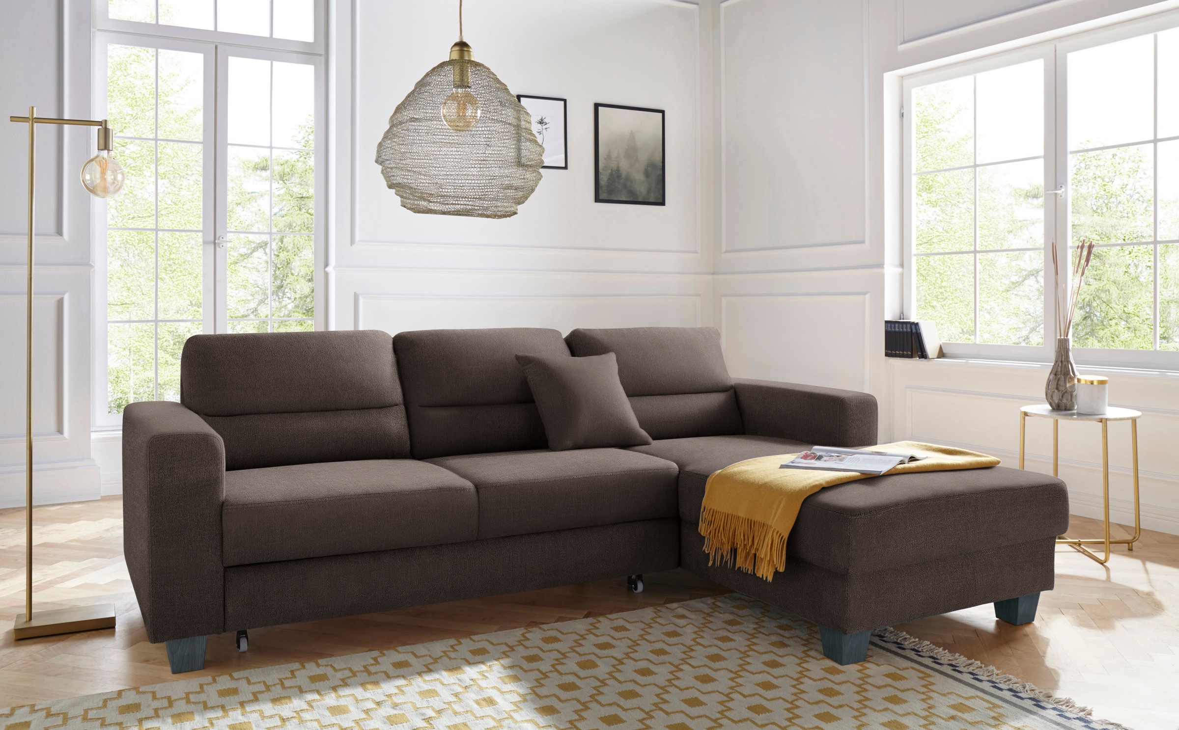 TRENDMANUFAKTUR Ecksofa »Chamber, zeitlos und modern, hoher Sitzkomfort, L-Form«, wahlweise mit Schlaffunktion