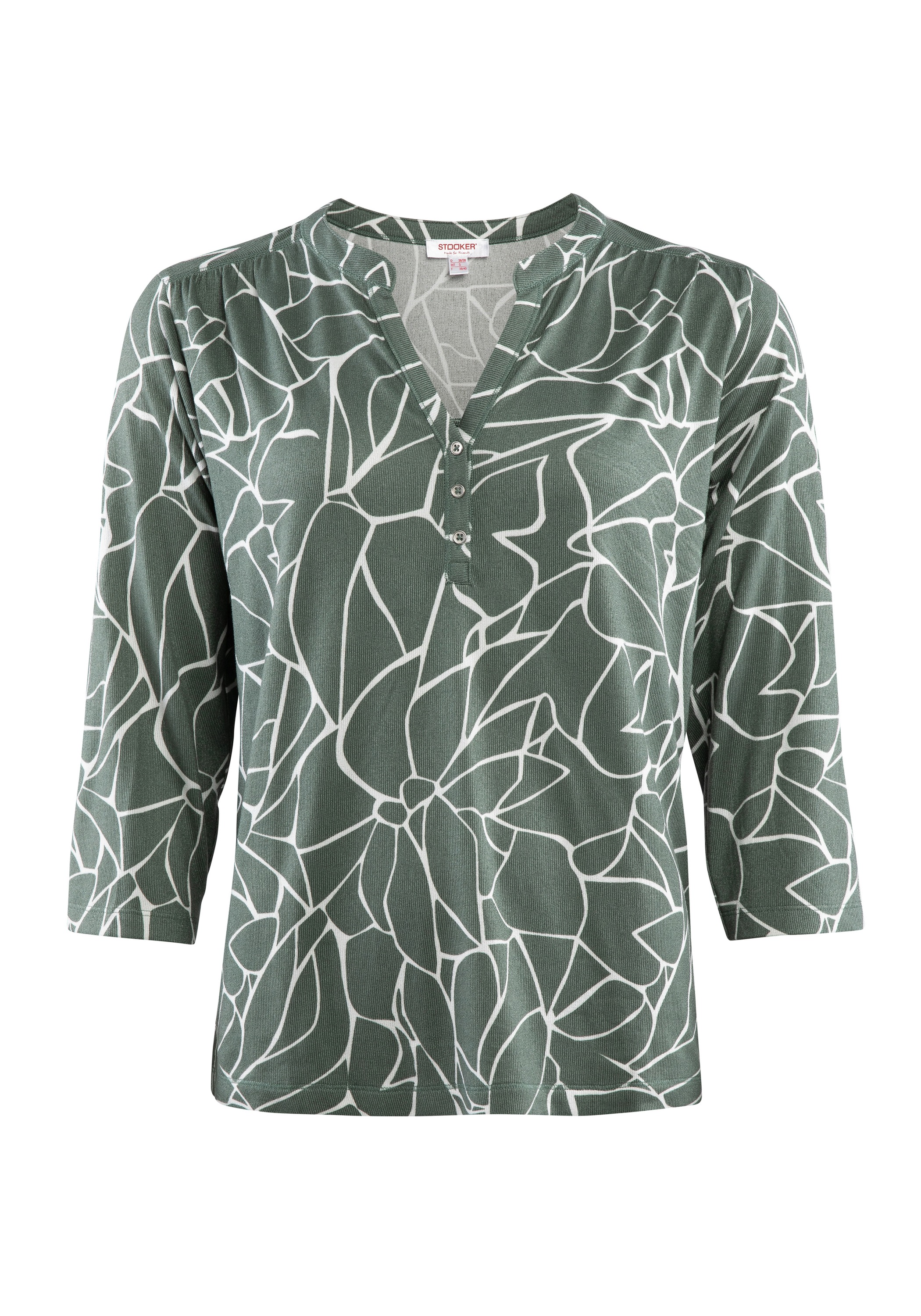 STOOKER WOMEN 3/4-Arm-Shirt »MARIE Print Shirt Bluse 3/4-Arm«, Regular Fit Shirt Bluse Baumwolle Shirt Knopfleiste für Damen