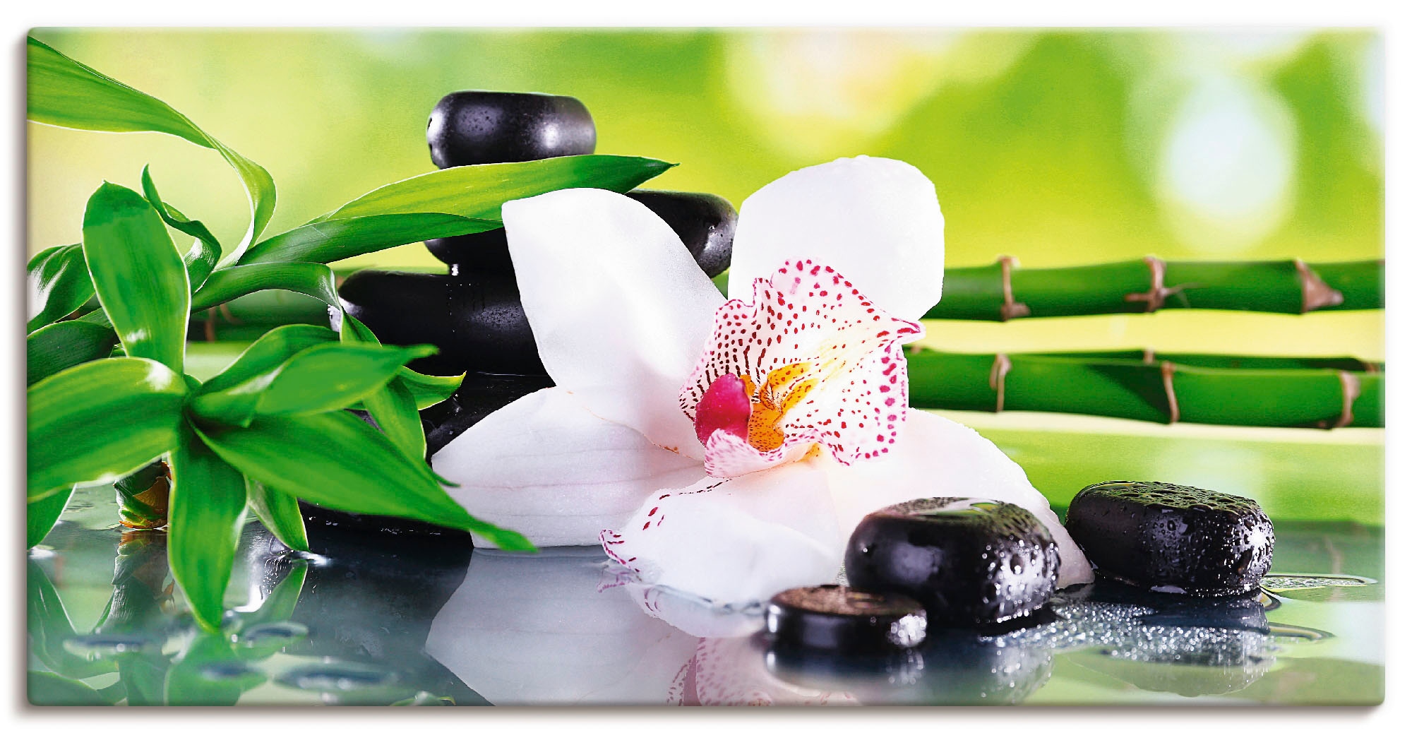 Artland Wandbild »Spa Steine Bambus Zweige Orchidee«, Zen, (1 St.), als Alubild, Outdoorbild, Leinwandbild, Poster, Wandaufkleber