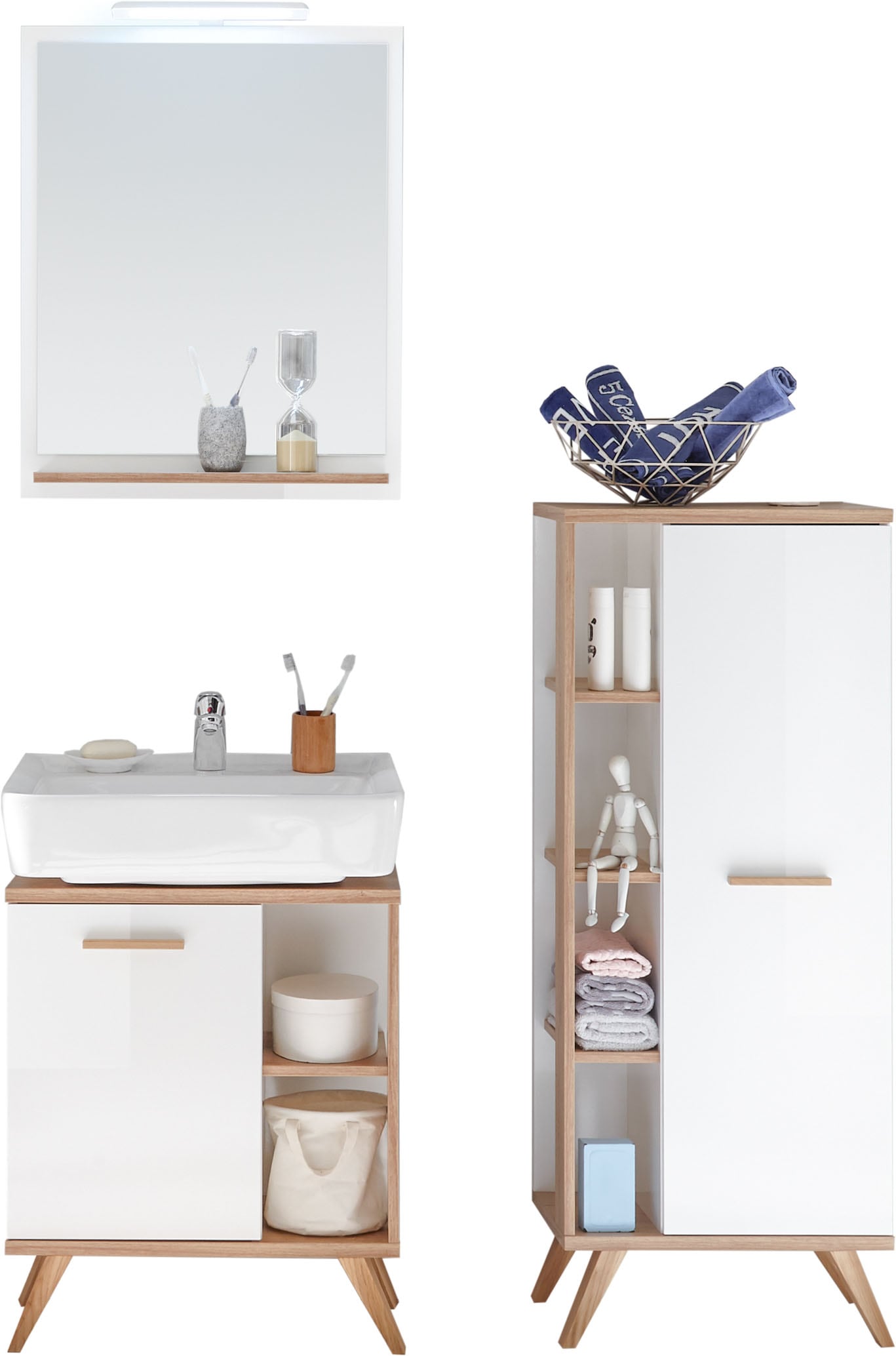 Saphir Badmöbel-Set "4-teilig, mit Soft-Close Türen" 4 Stk. tlg.