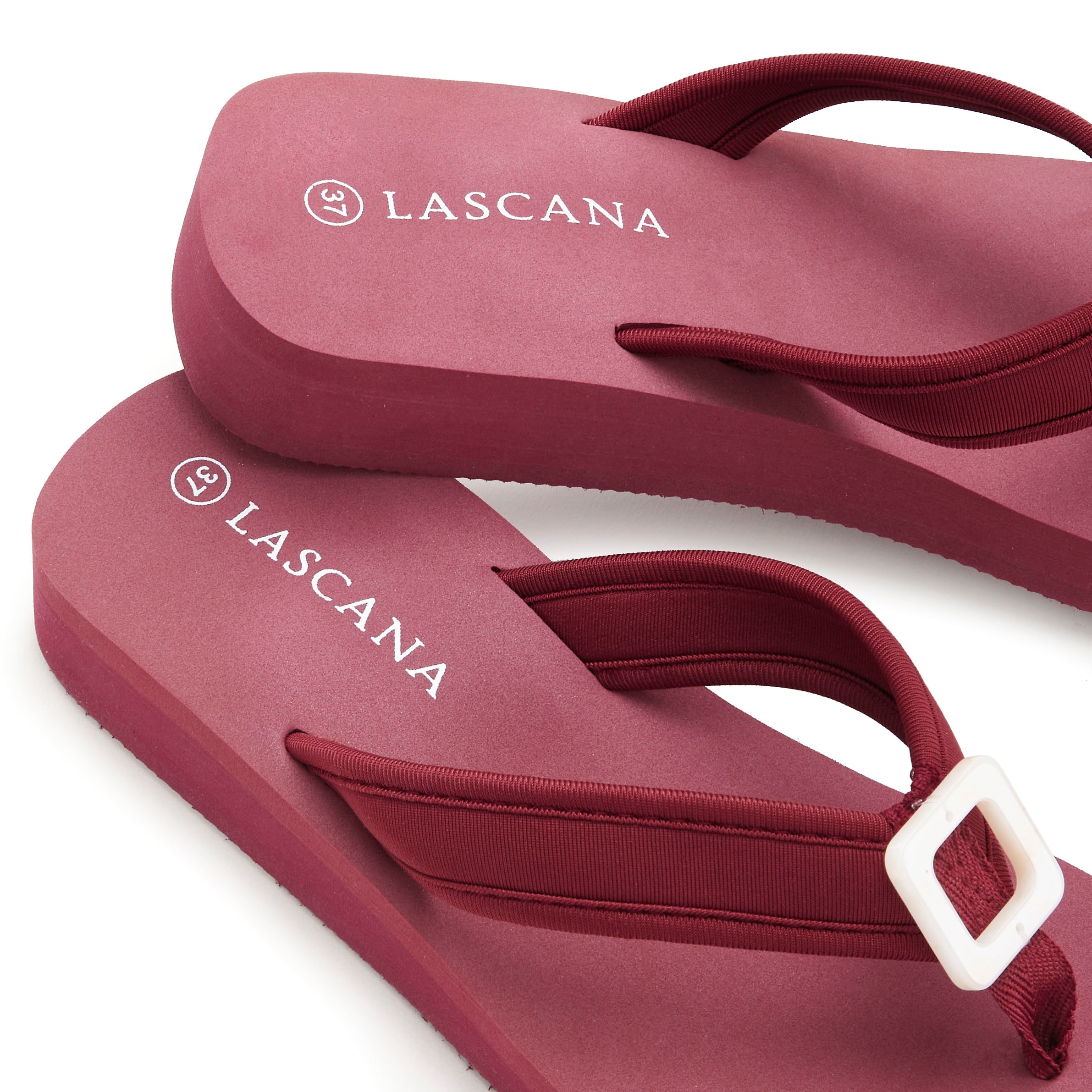 LASCANA Badezehentrenner, Sandale, Pantolette, Badeschuh mit Zier Applikation VEGAN