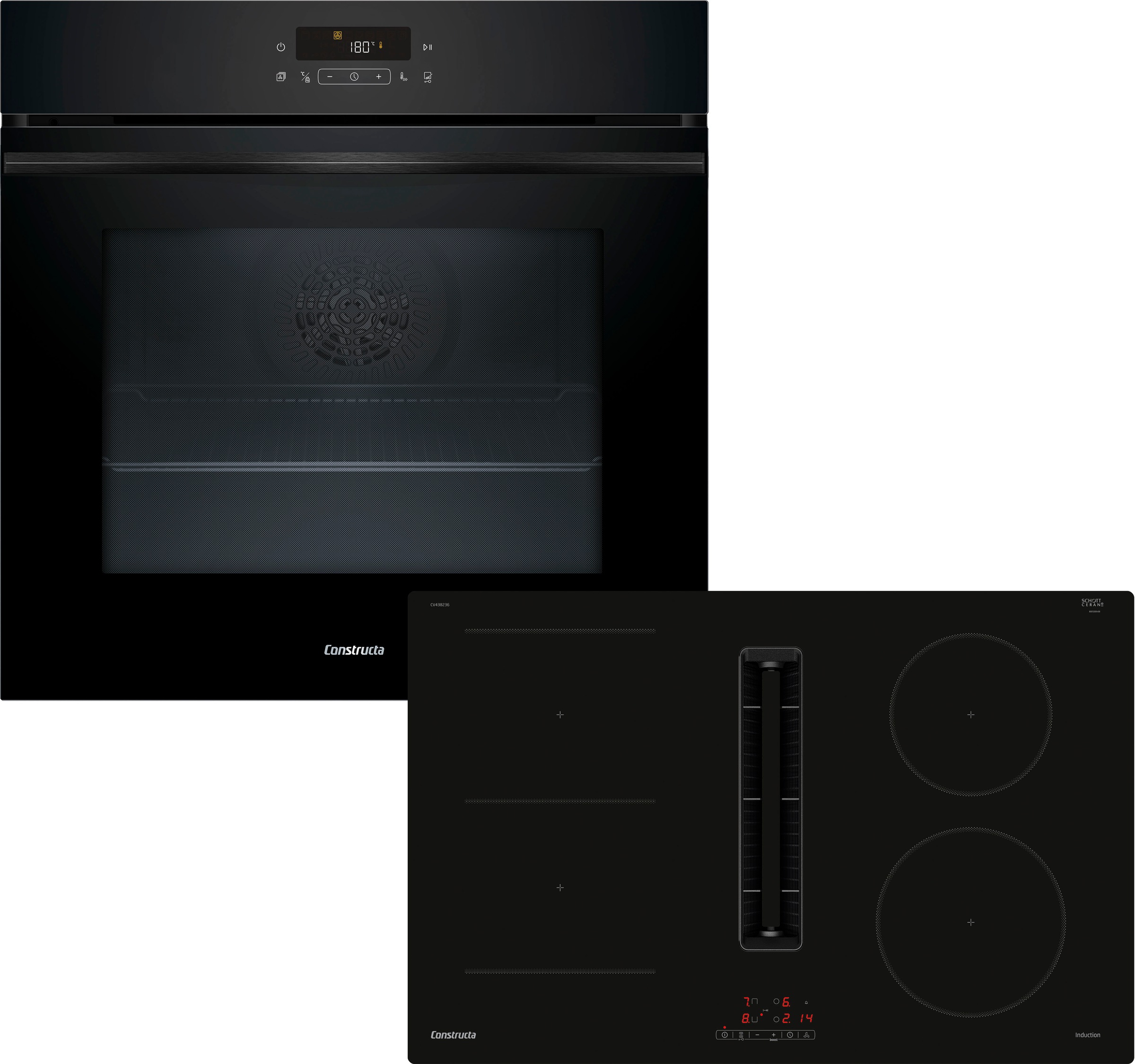 Constructa Backofen-Set "CF4M28063" mit Teleskopauszug nachrüstbar Pyrolyse-Selbstreinigung