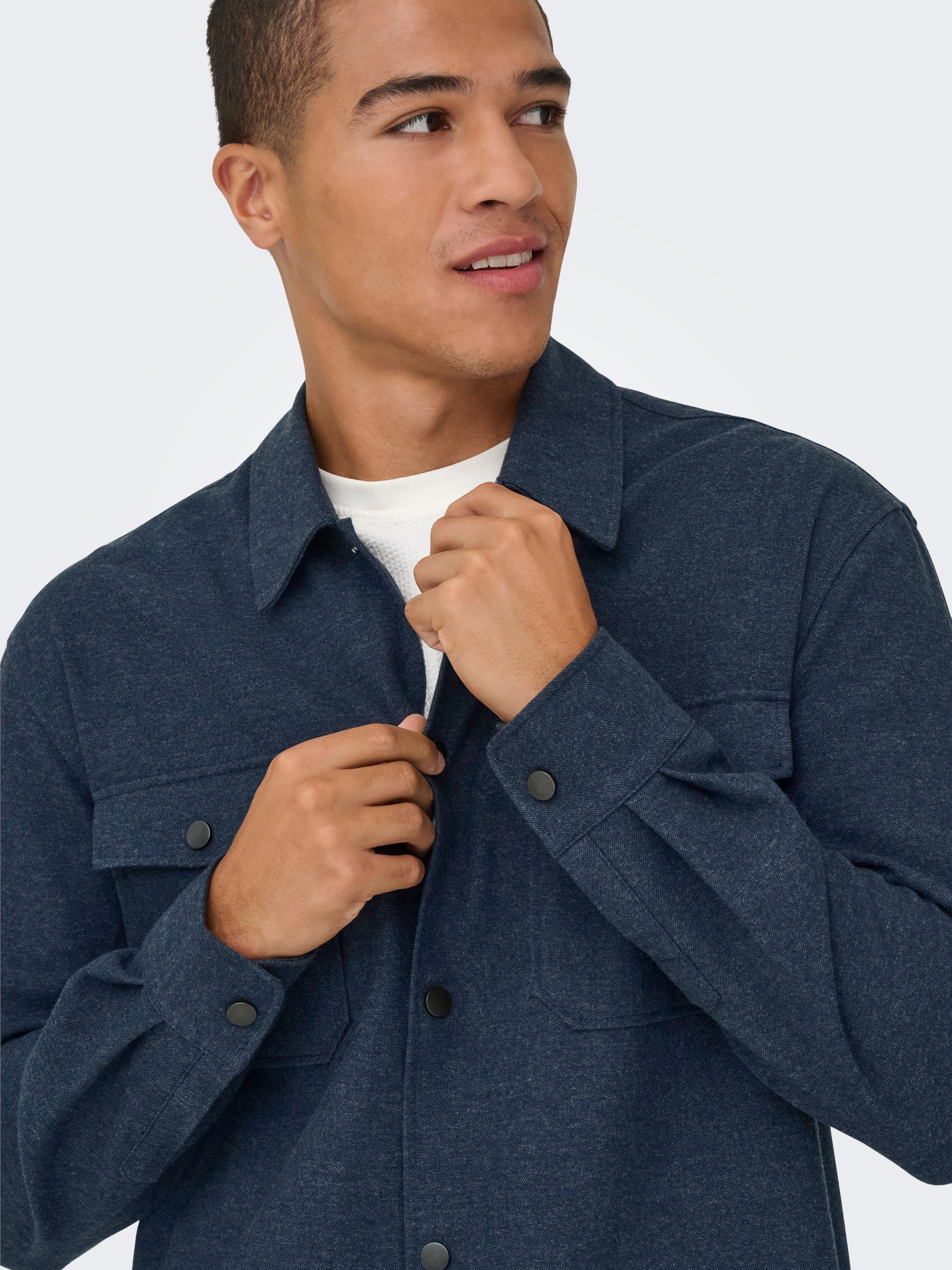 ONLY & SONS Langarmhemd »ONSMARK BRUSHED 0353 OVERSHIRT« Materialmix, regular fit