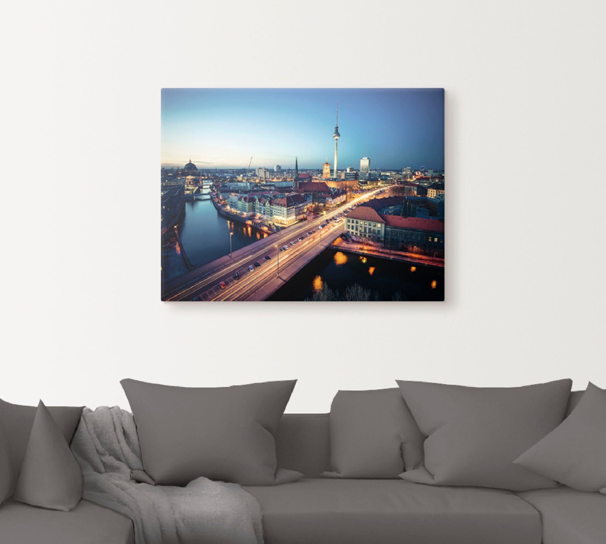 Artland Wandbild »Berlin Cityscape am Abend«, Deutschland, (1 St.), als Leinwandbild, Poster in verschied. Größen