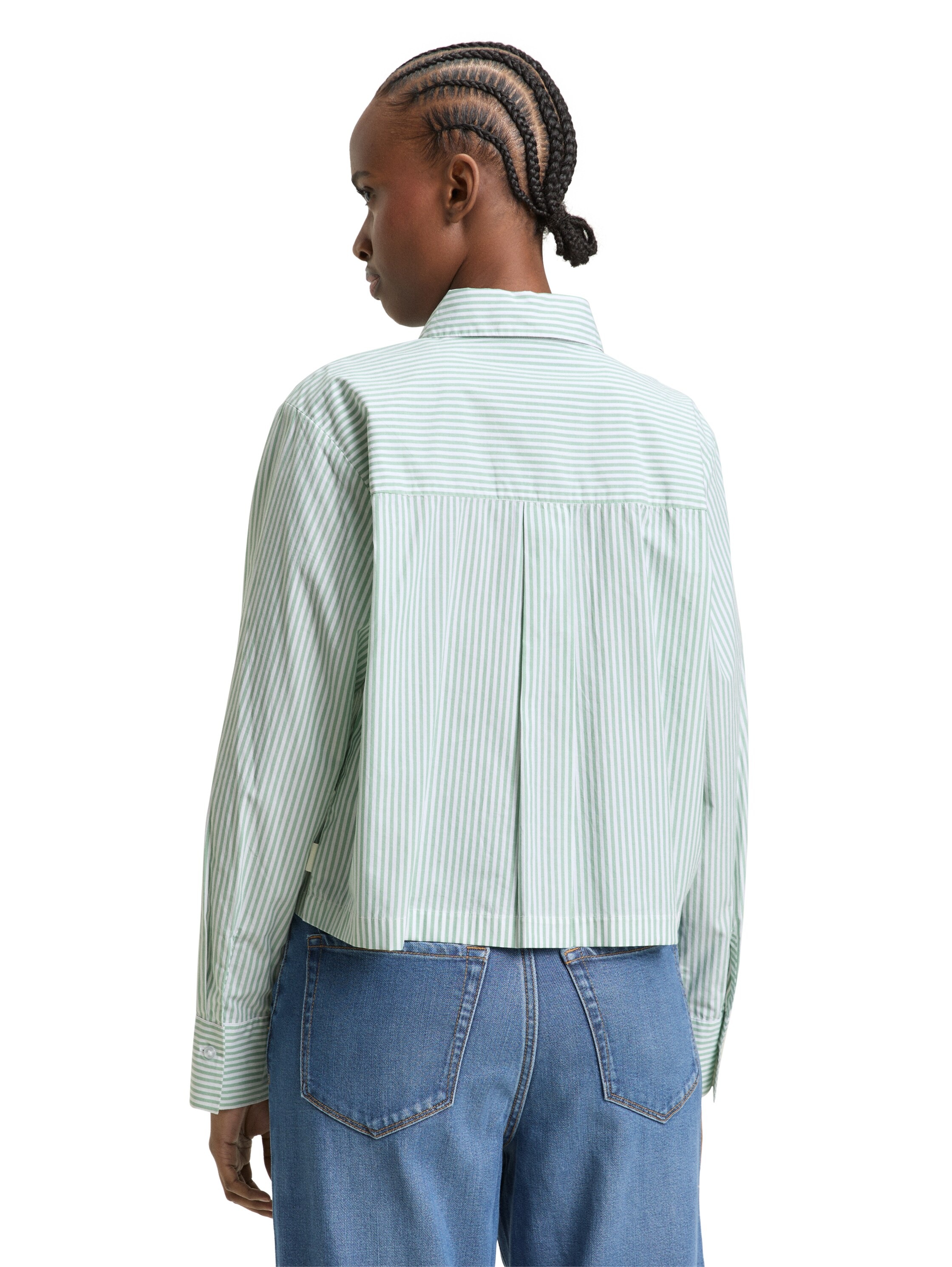 TOM TAILOR Denim Langarmbluse gestreift, kurze Form, mit Brusttasche günstig online kaufen