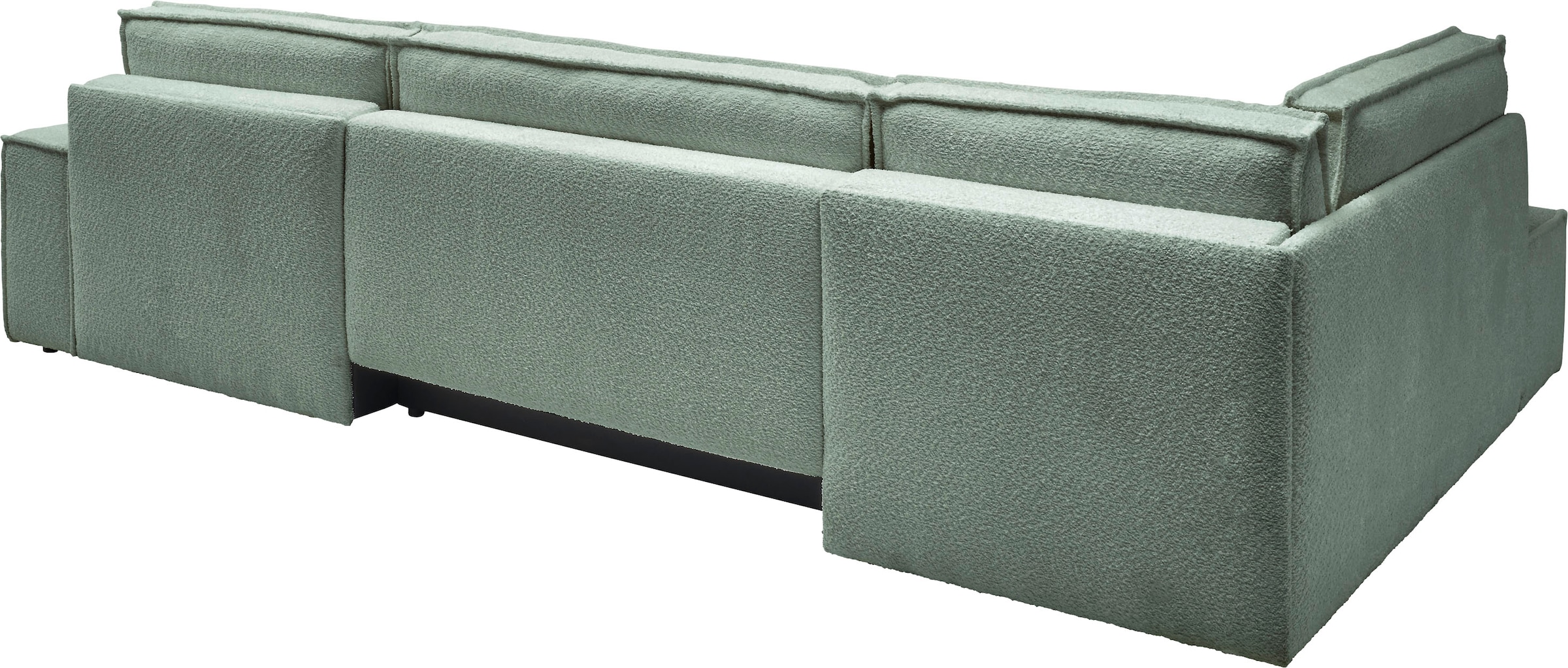 andas Wohnlandschaft »FINNLEY U-Form XXL 329 cm, Schlafsofa, Schlaffunktion m. Bettkasten«, (194/139 cm), Bouclé u. Struktur