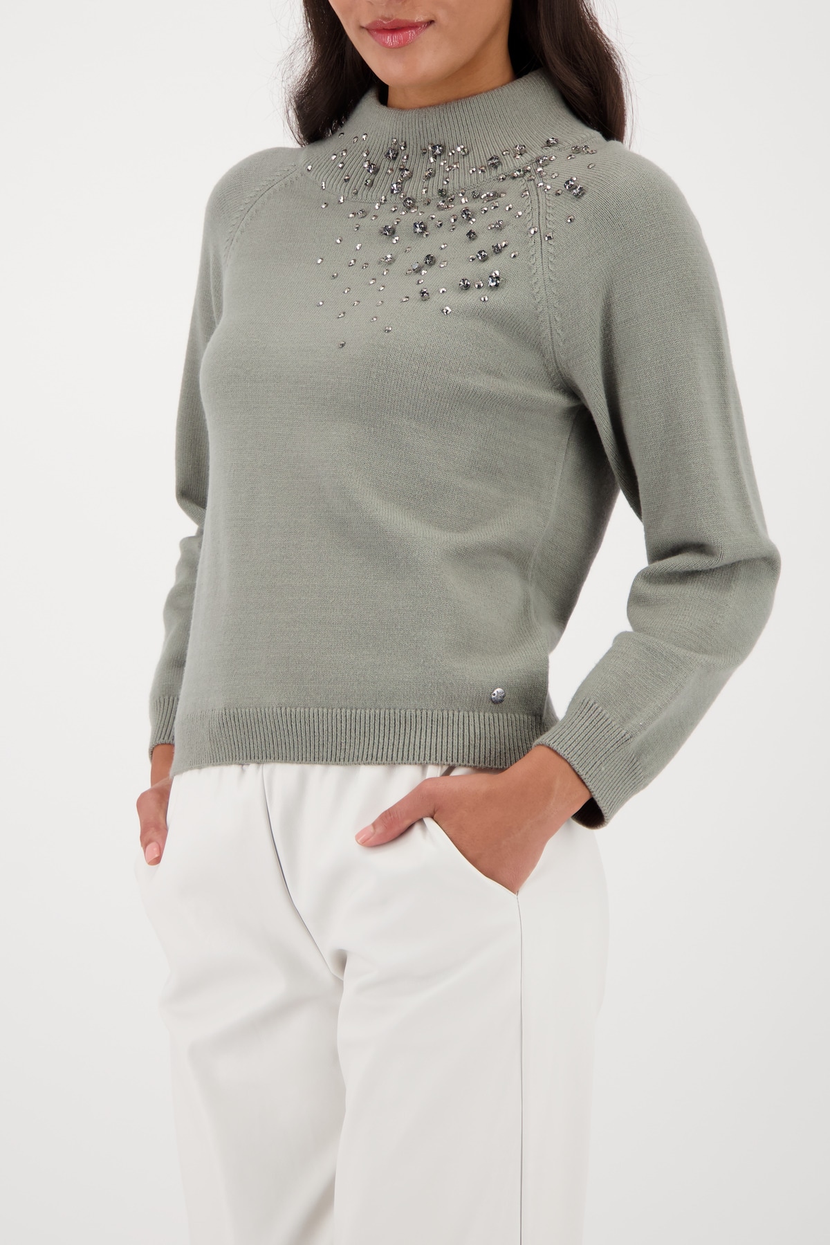 Monari Strickpullover »Pullover Schmucksteine« Regular fit mit Stehkragen